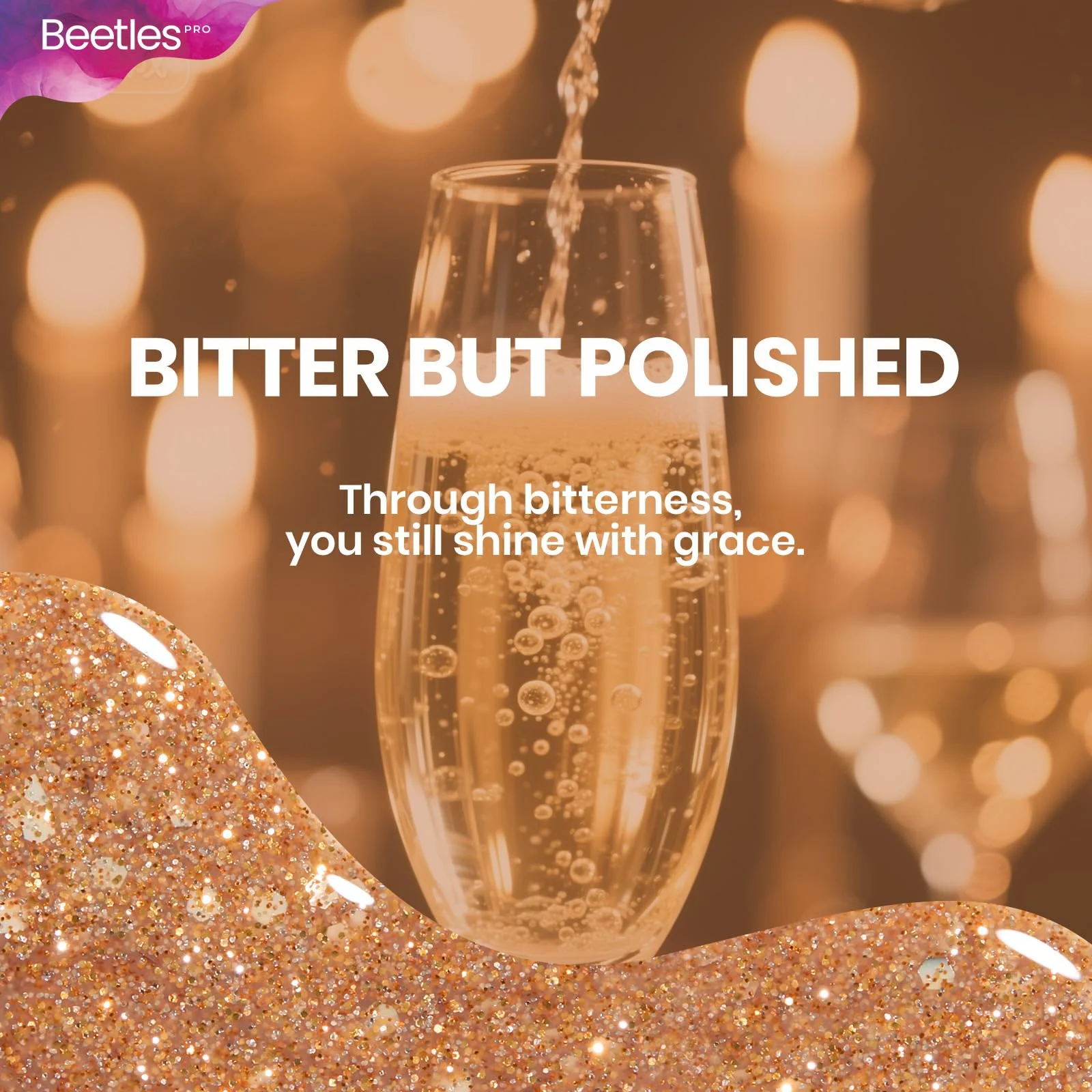 Beetles Pro Gold Glitter Gel Polish - Bitter But Polished, Gold Color 20ML Glitter Gel Polish - Image 8