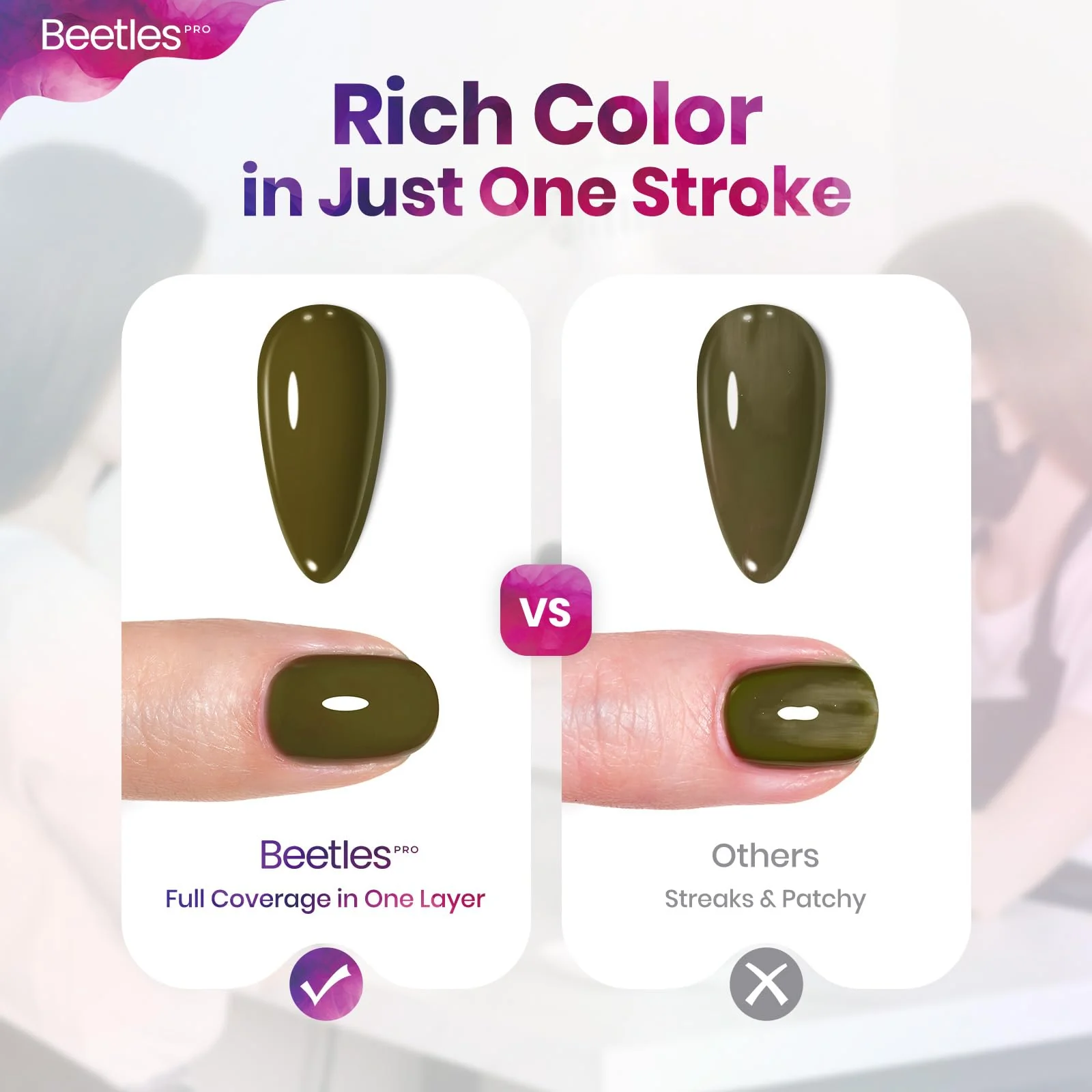 Beetles Pro Green Gel Polish - No Signal, Sage Olive Green Spring Color 20ML Gel Polish - Image 7