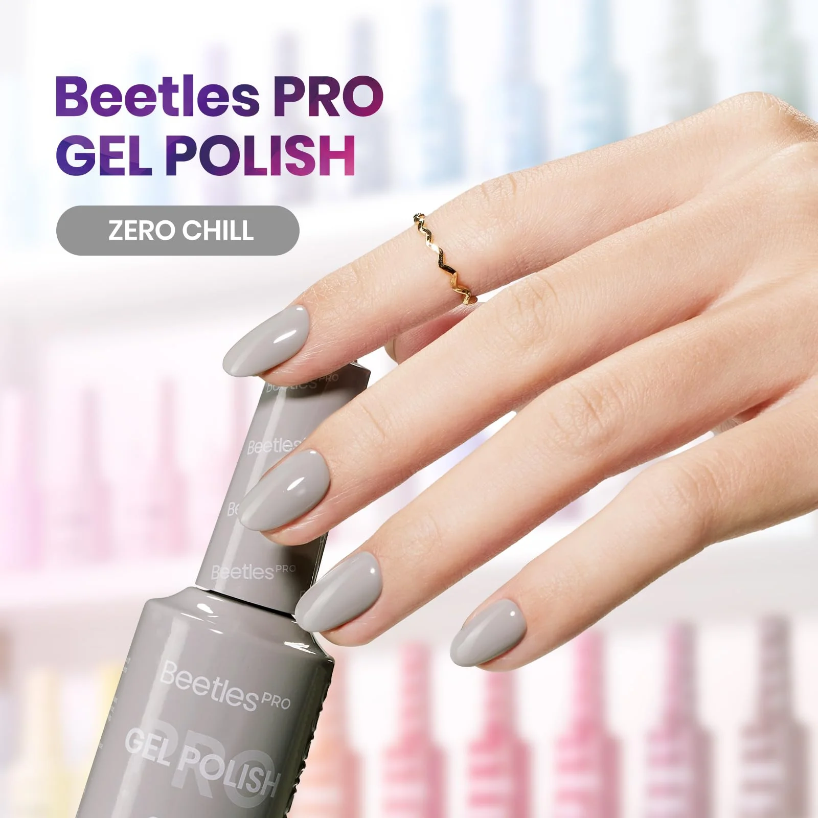 Beetles Pro Grey Gel Polish - Zero Chill, Light Grey Color 20ML Winter Gel Polish - Image 2