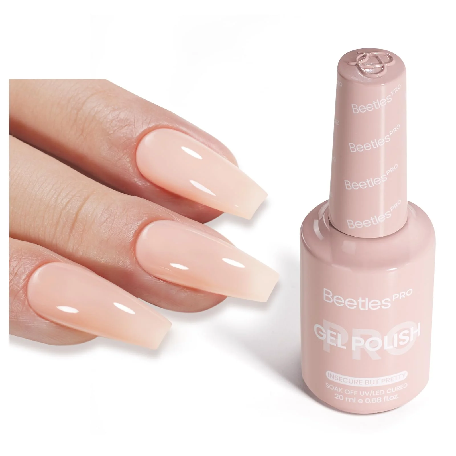 Beetles Pro Nude Gel Polish - Insecure but Pretty, Milky Pink Nail Color 20ML Sheer Nude Jelly Gel Polish
