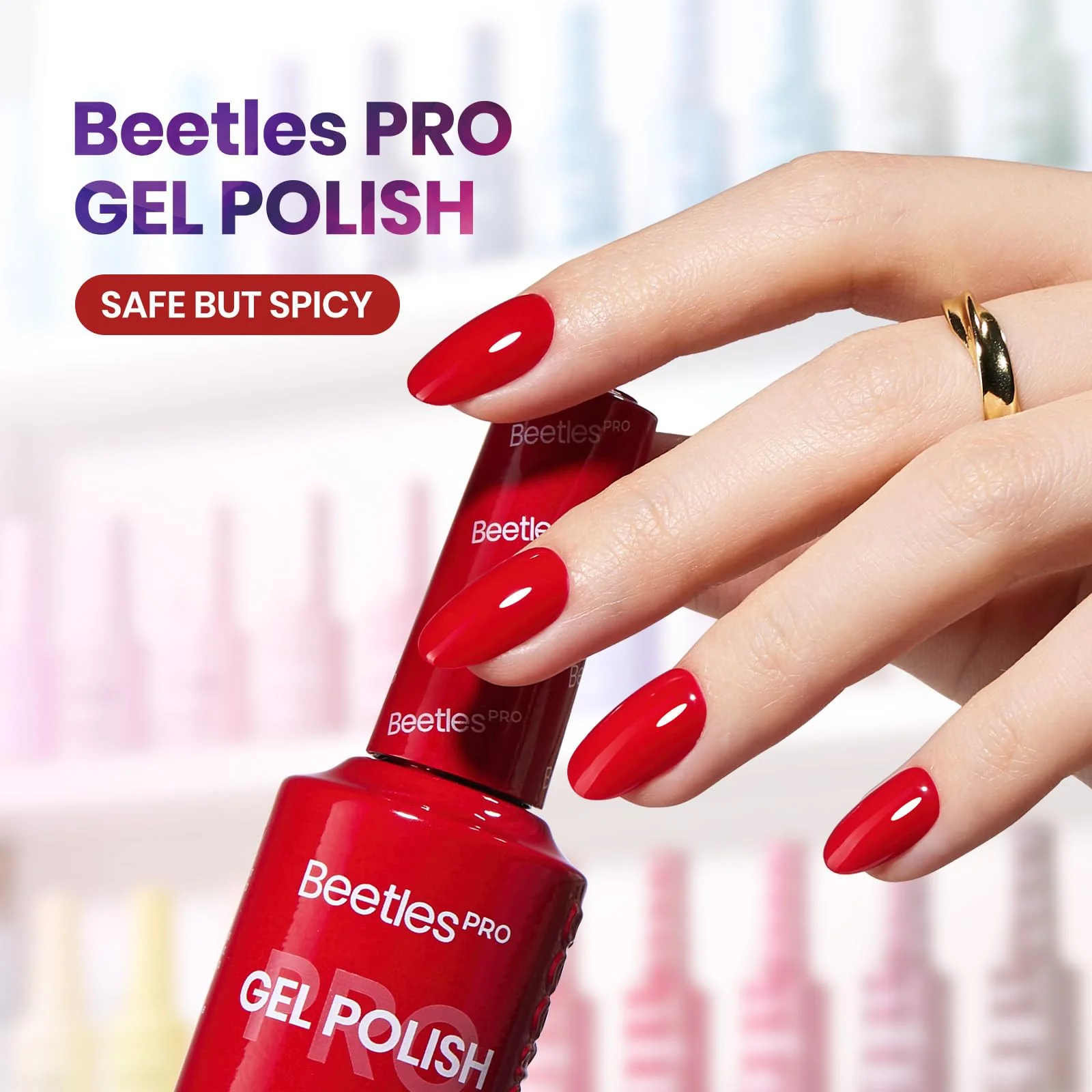 Beetles Pro Red Gel Polish - Safe but Spicy, Burgundy Wine Red Color 20ML Gel Polish - Image 2