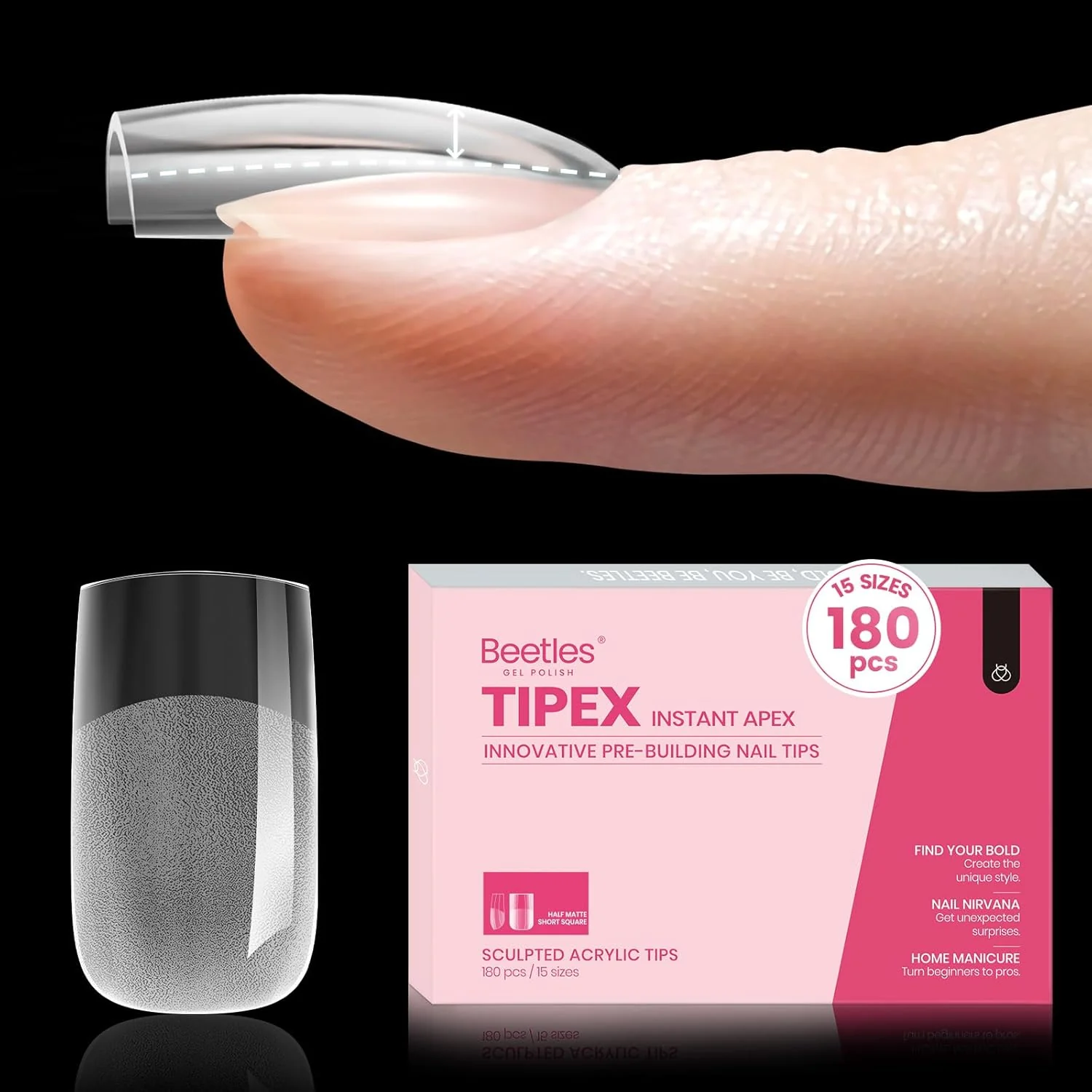 Beetles Short Square Tipex Nail Tips|180pcs