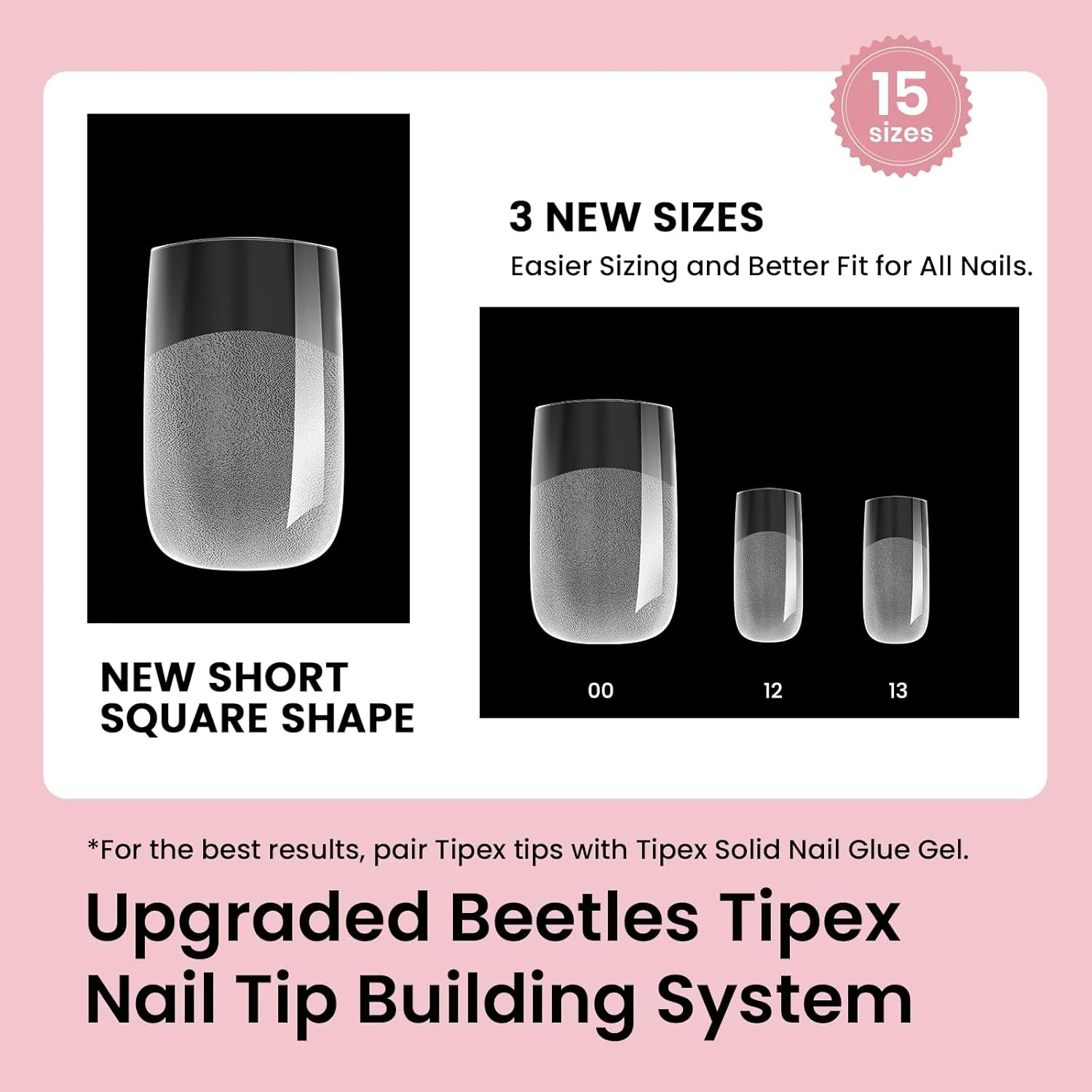 Beetles Short Square Tipex Nail Tips|180pcs - Image 2