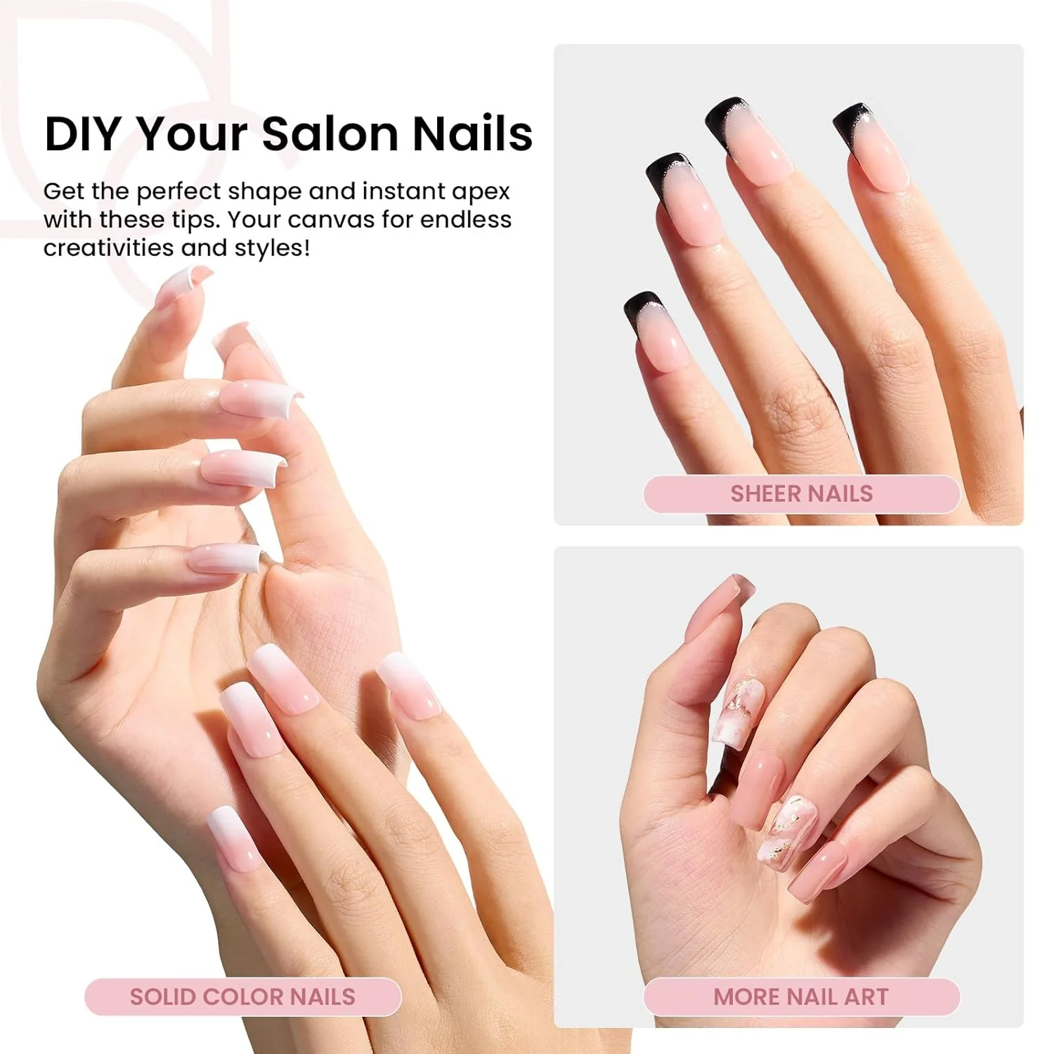 Beetles Short Square Tipex Nail Tips|180pcs - Image 4