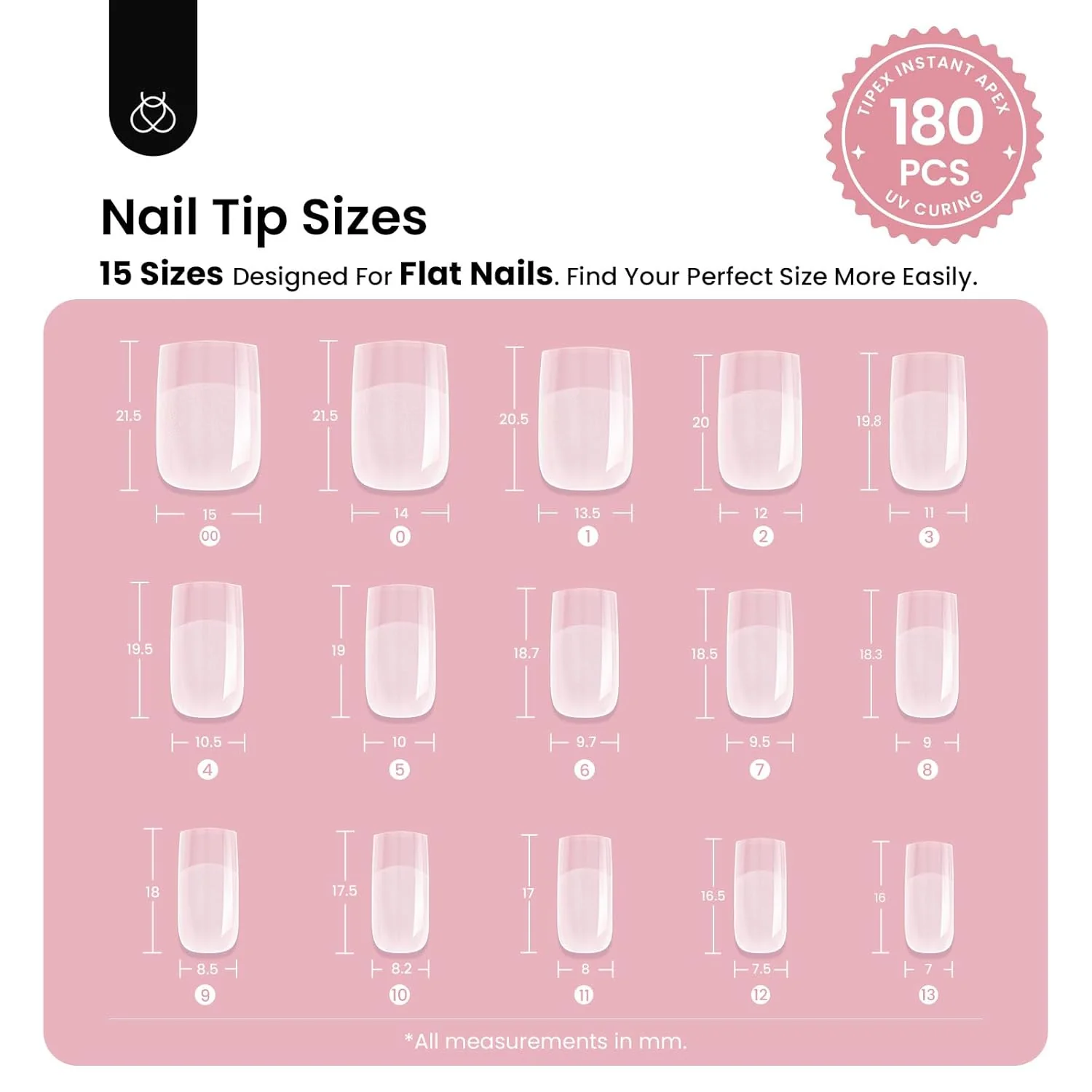Beetles Short Square Tipex Nail Tips|180pcs - Image 5