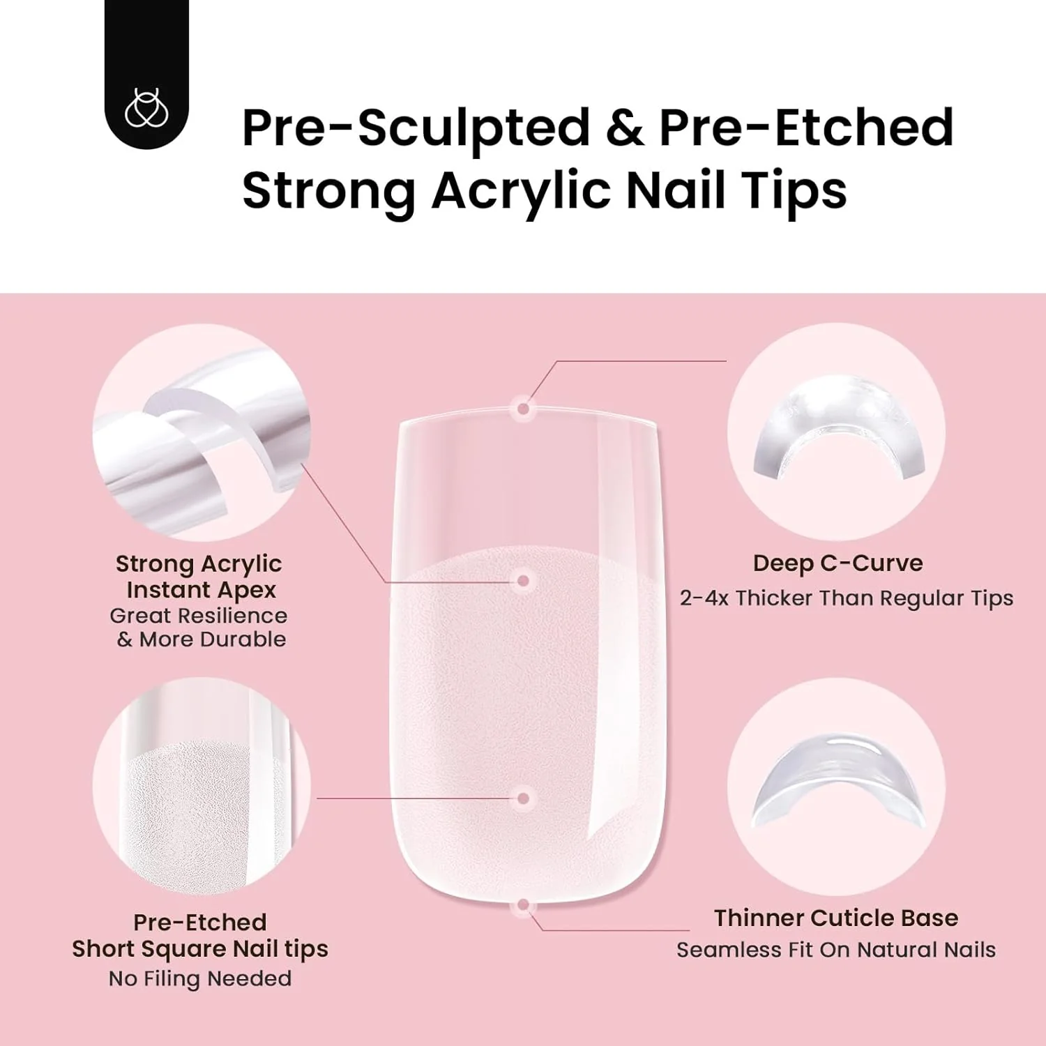 Beetles Short Square Tipex Nail Tips|180pcs - Image 6