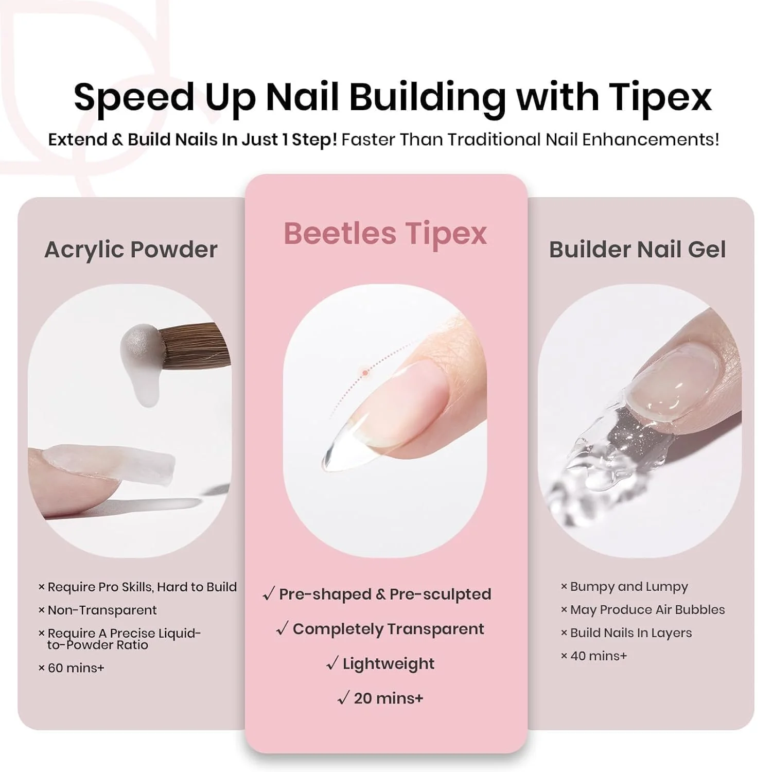 Beetles Almond Medium Tipex Nail Tips | 192 pcs - Image 3