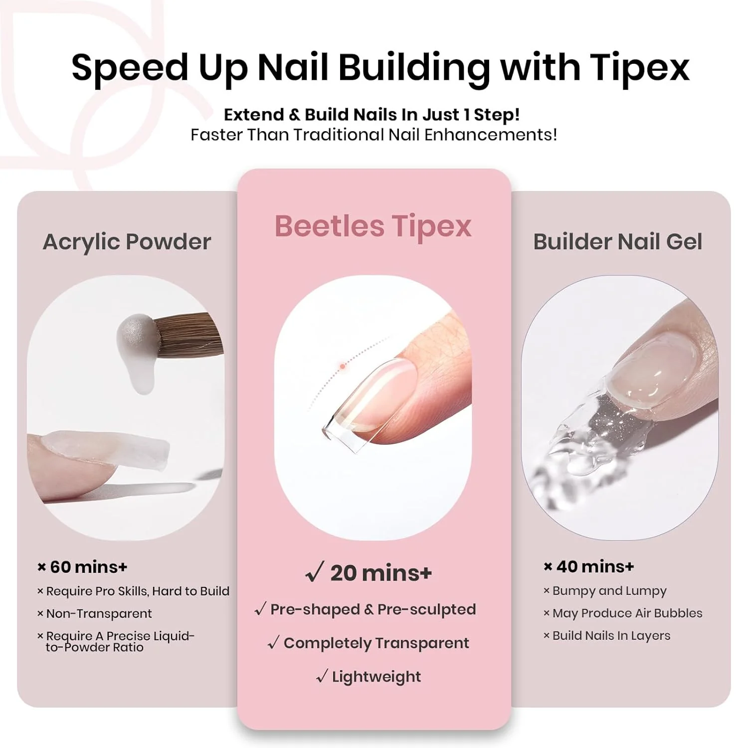 Beetles Short Square Tipex Nail Tips|192pcs - Image 4