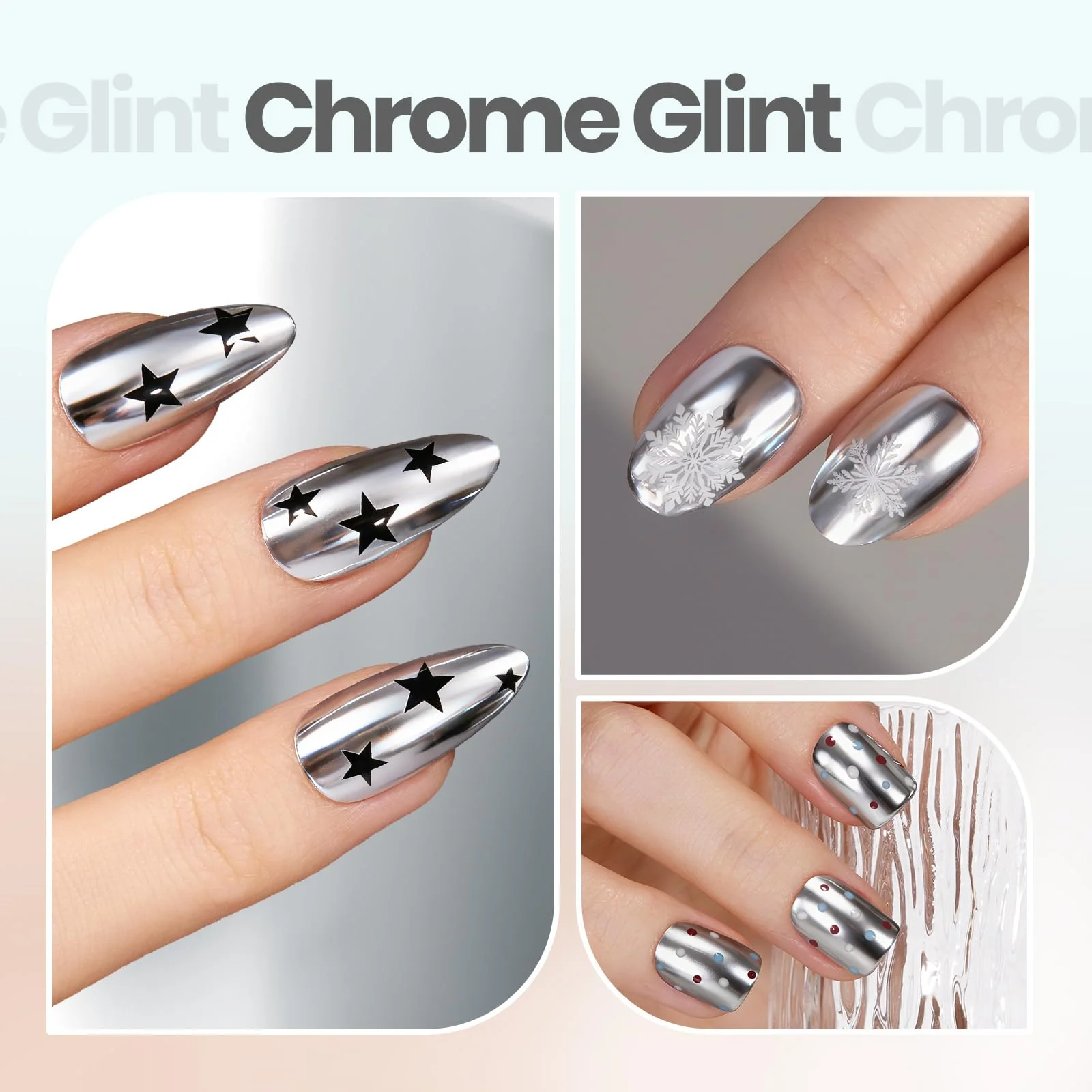 Beetles Silver Mirror Nail Polish - Chrome Glint 15ml Quick Dry Metallic Nail Polish Chrome Mirror Effect High Glossy - Image 4