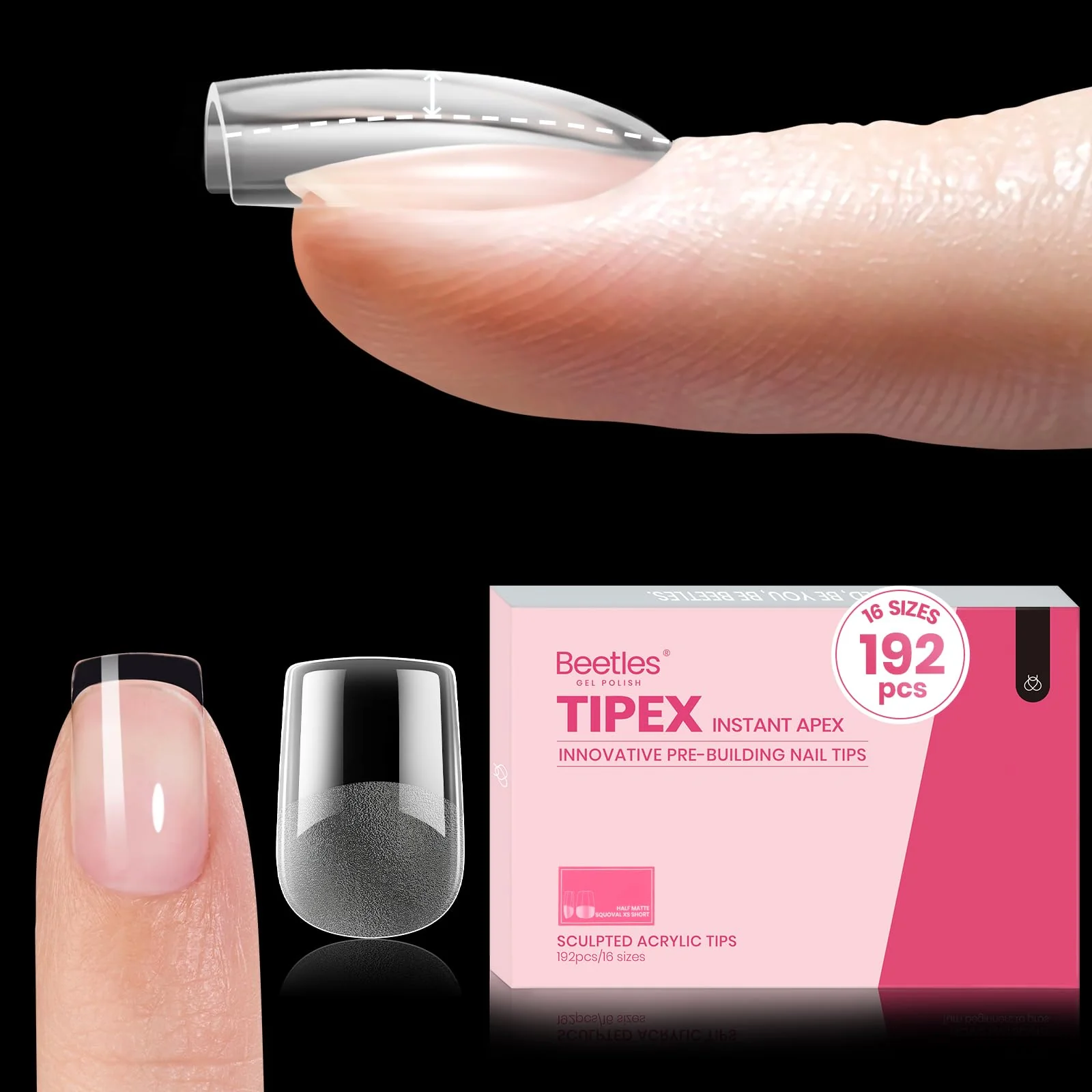 Beetles Squaoval Extra Short Tipex Nail Tips | 192 pcs