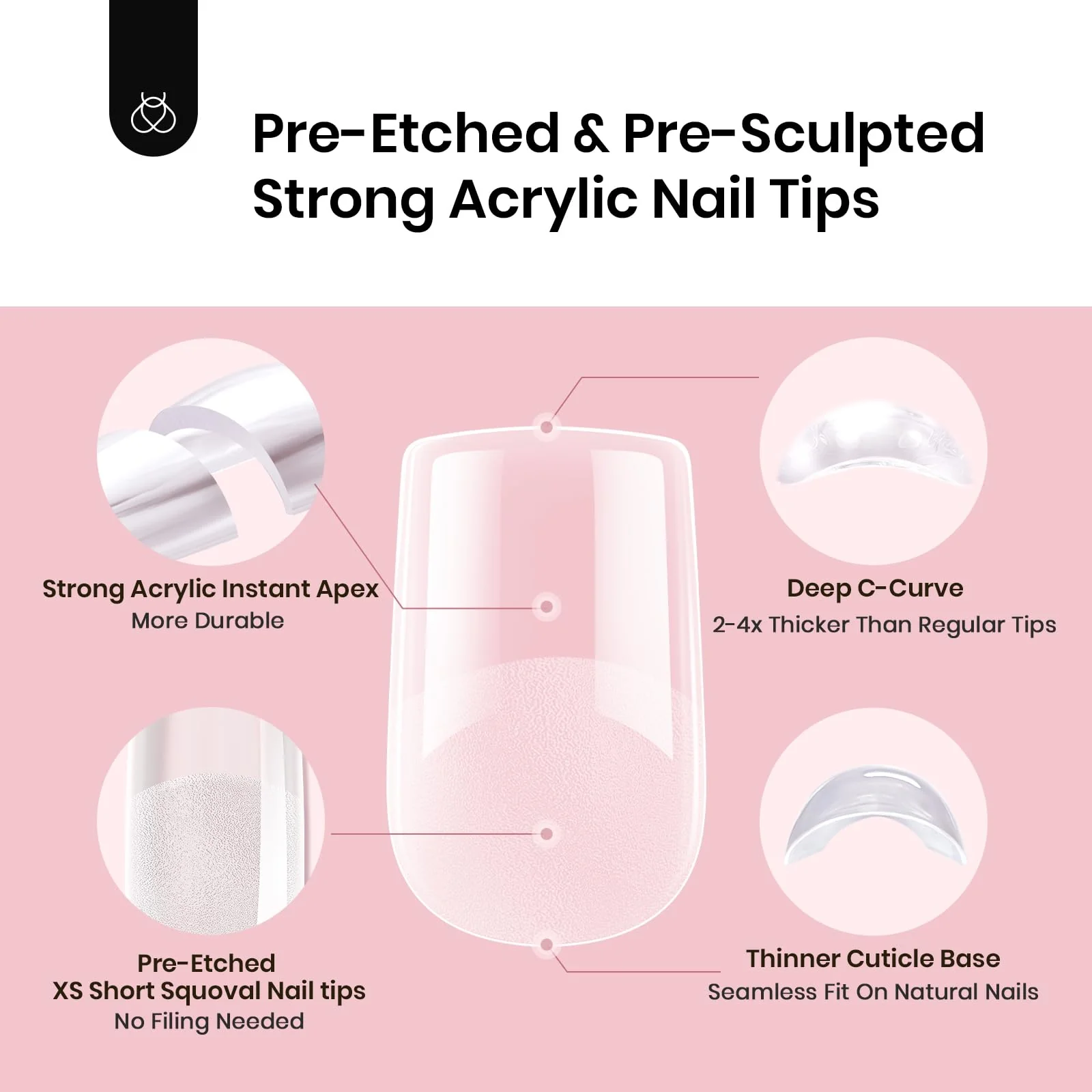Beetles Squaoval Extra Short Tipex Nail Tips | 192 pcs - Image 3