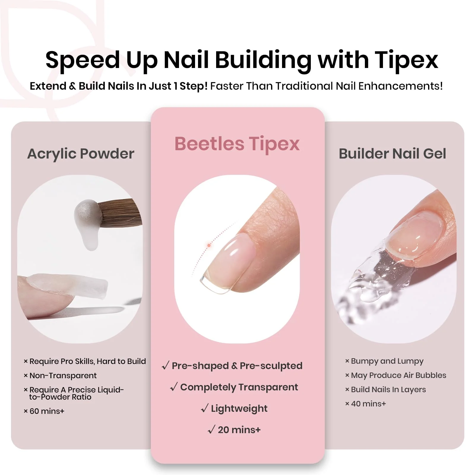 Beetles Squaoval Extra Short Tipex Nail Tips | 192 pcs - Image 4