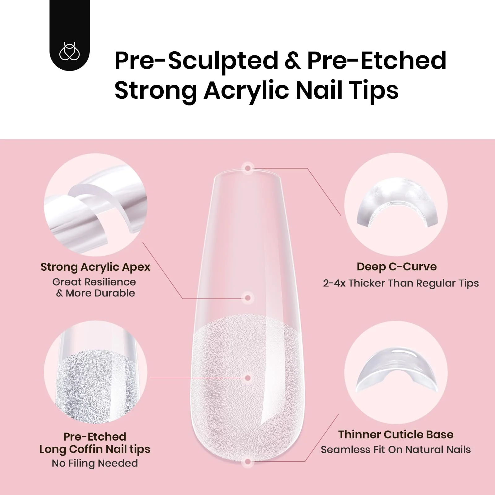 Beetles Stiletto Coffin Long Tipex Nail Tips | 192 pcs - Image 6
