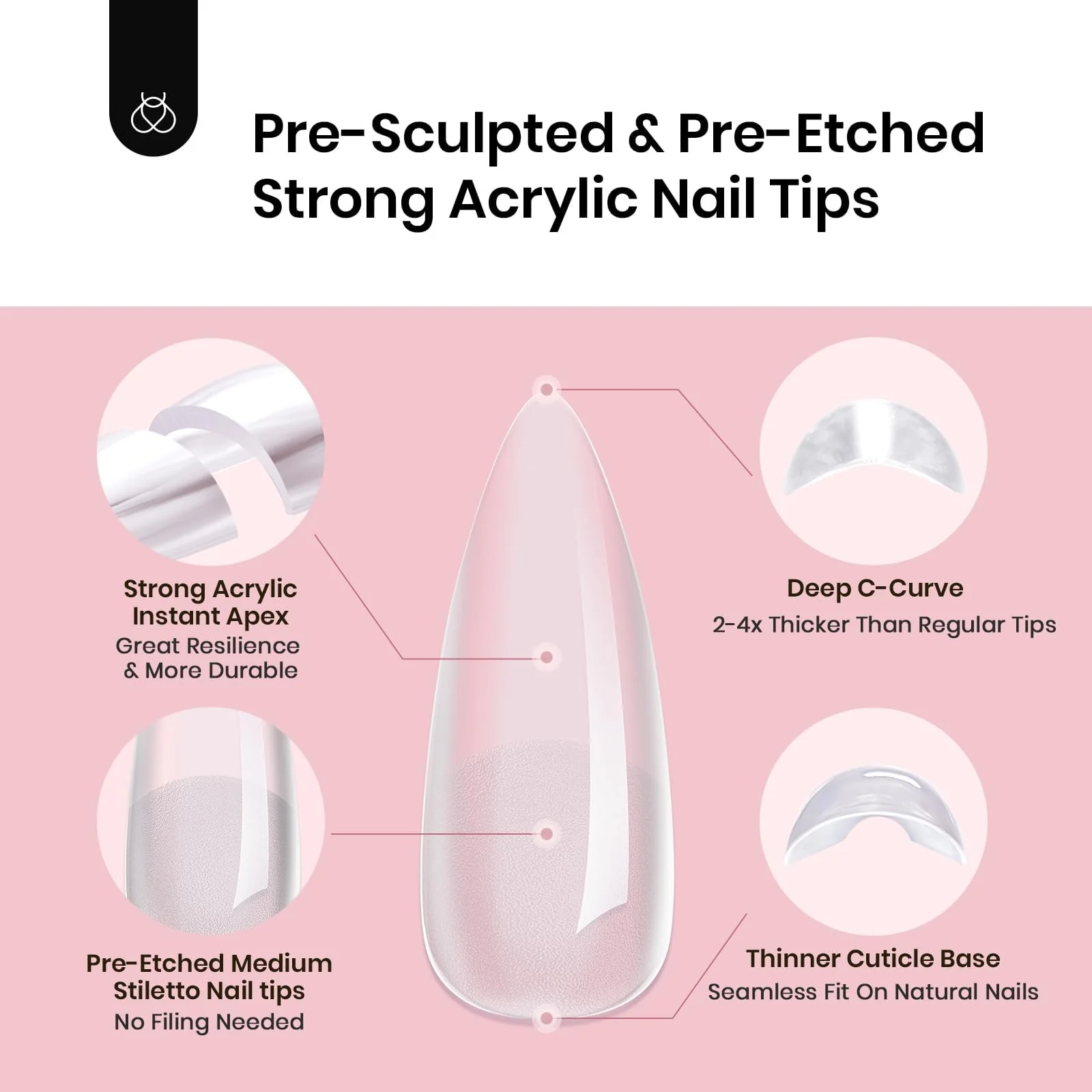 Beetles Stiletto Medium Nail Tips|512pcs - Image 3