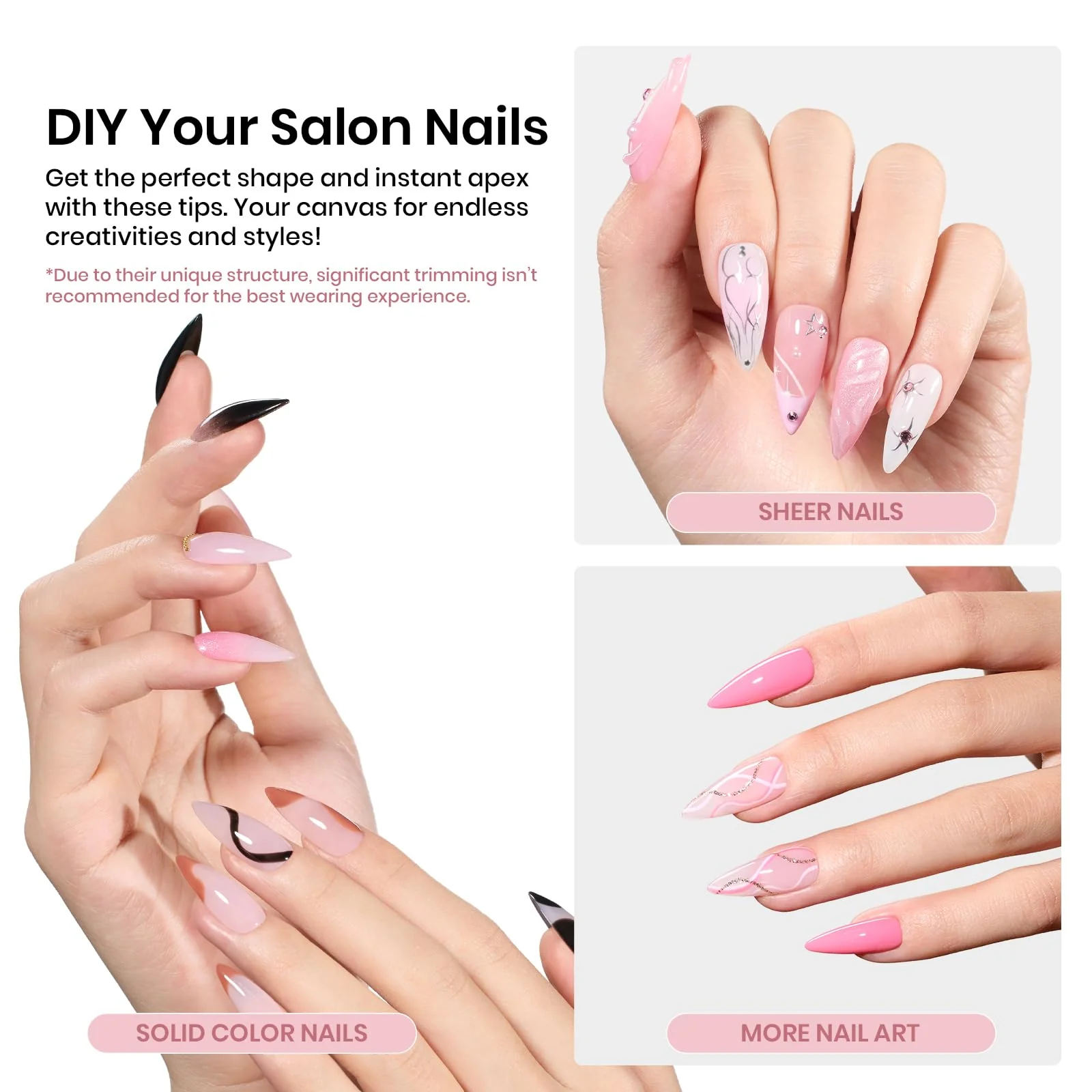 Beetles Stiletto Medium Nail Tips|512pcs - Image 5