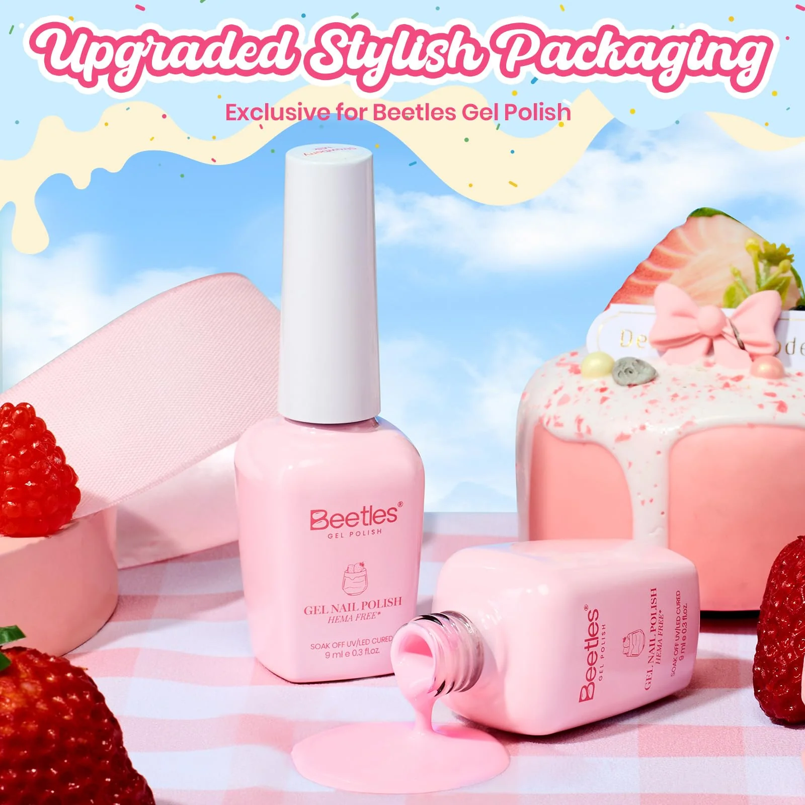 Beetles Pink Gel Polish - Spring Nails Strawberry Milk, Light Pink Gel Nail Polish for Pastel Nails - Image 4