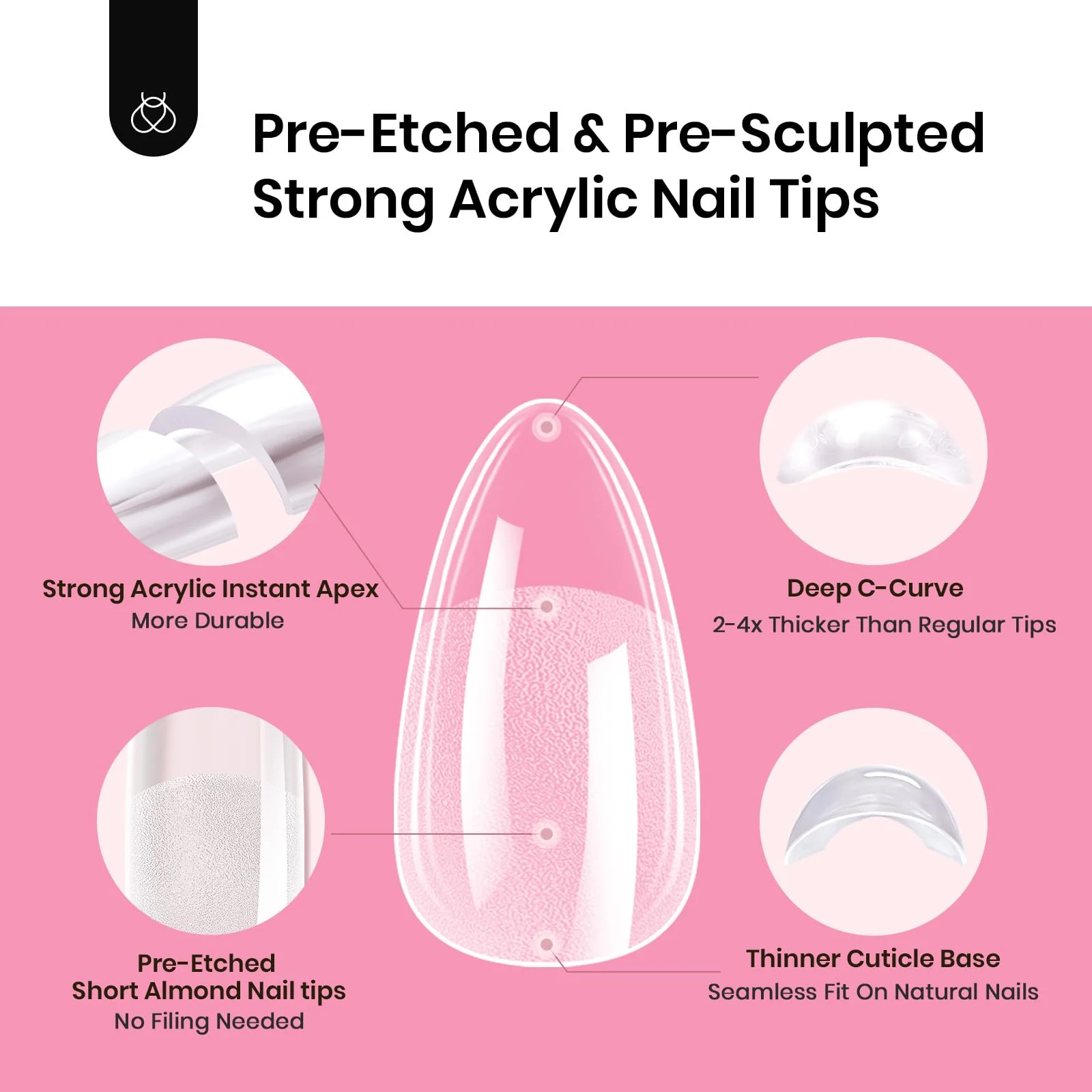 Beetles Tipex Instant Apex Nail Tips Kit | Almond Short 224pcs - Image 2