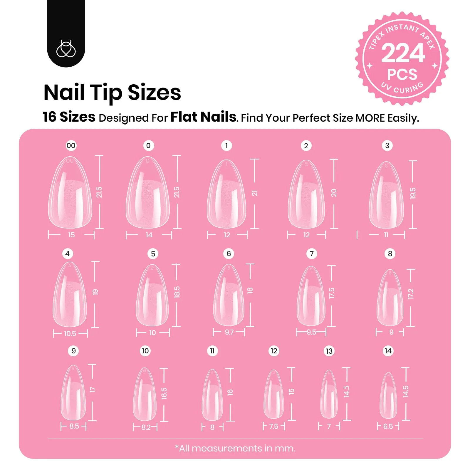 Beetles Tipex Instant Apex Nail Tips Kit | Almond Short 224pcs - Image 3