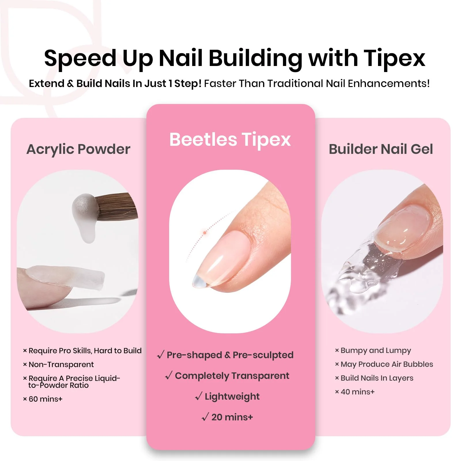 Beetles Tipex Instant Apex Nail Tips Kit | Almond Short 224pcs - Image 6