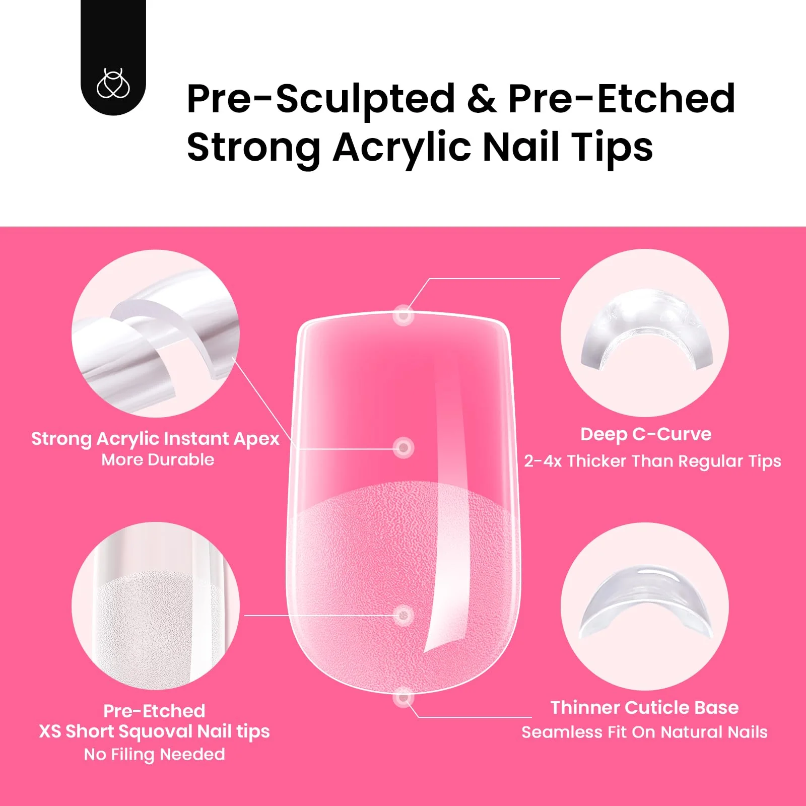 Beetles Tipex Instant Apex Nail Tips Kit - Extra Short Squoval 224Pcs 16 Sizes - Image 7
