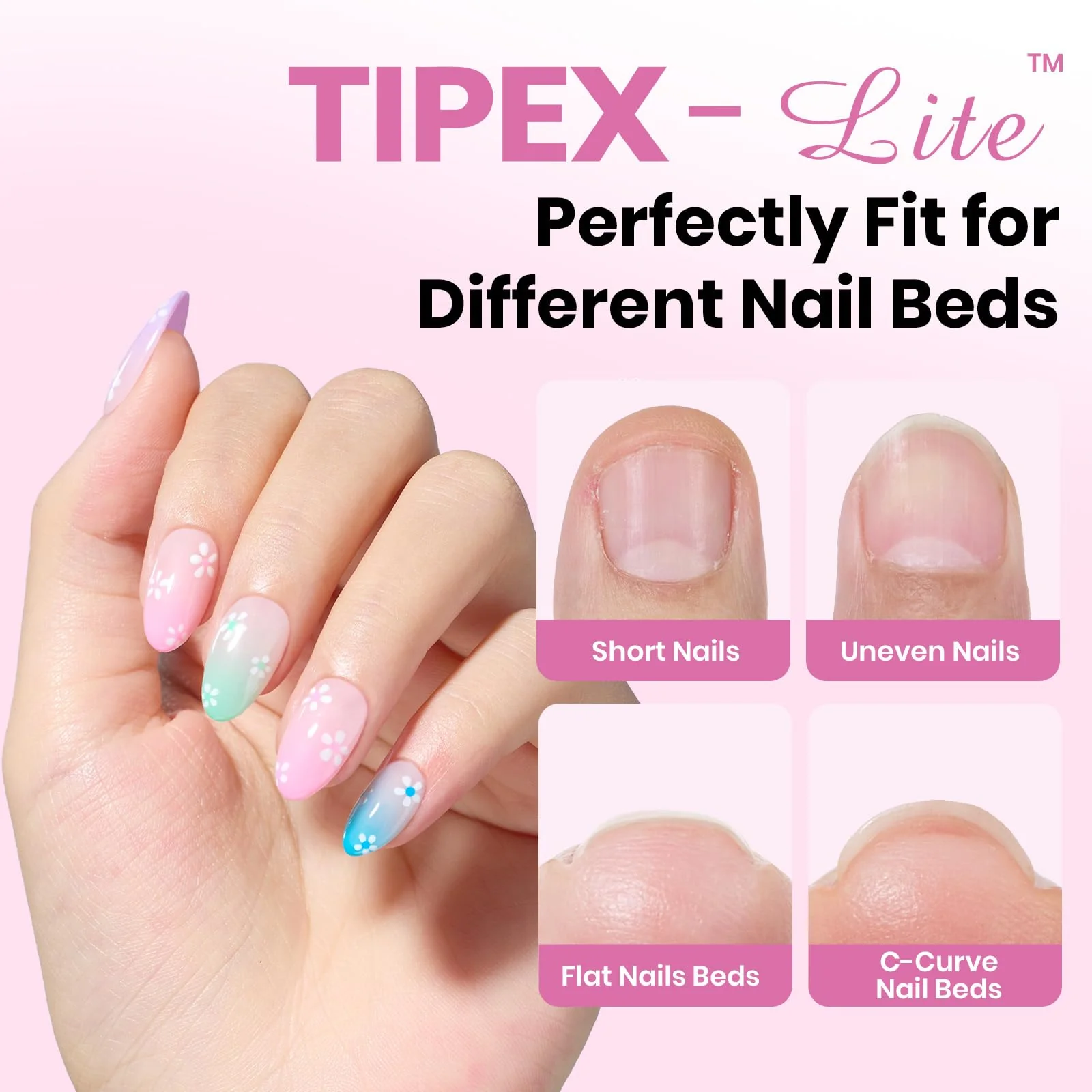 Beetles Tipex Lite Apex Nail Tips Almond Short - 96 pcs 16 Sizes - Image 2