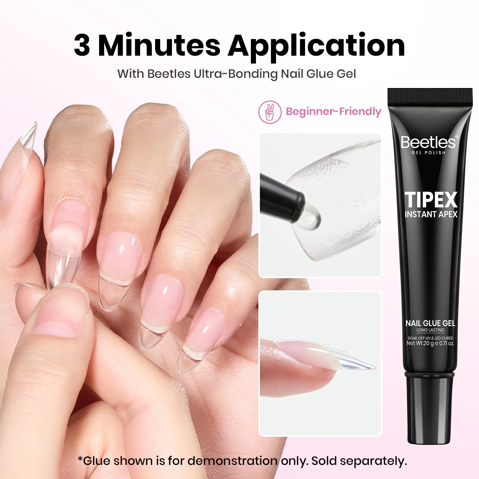 Beetles Tipex Lite Apex Nail Tips Almond Short - 96 pcs 16 Sizes - Image 7