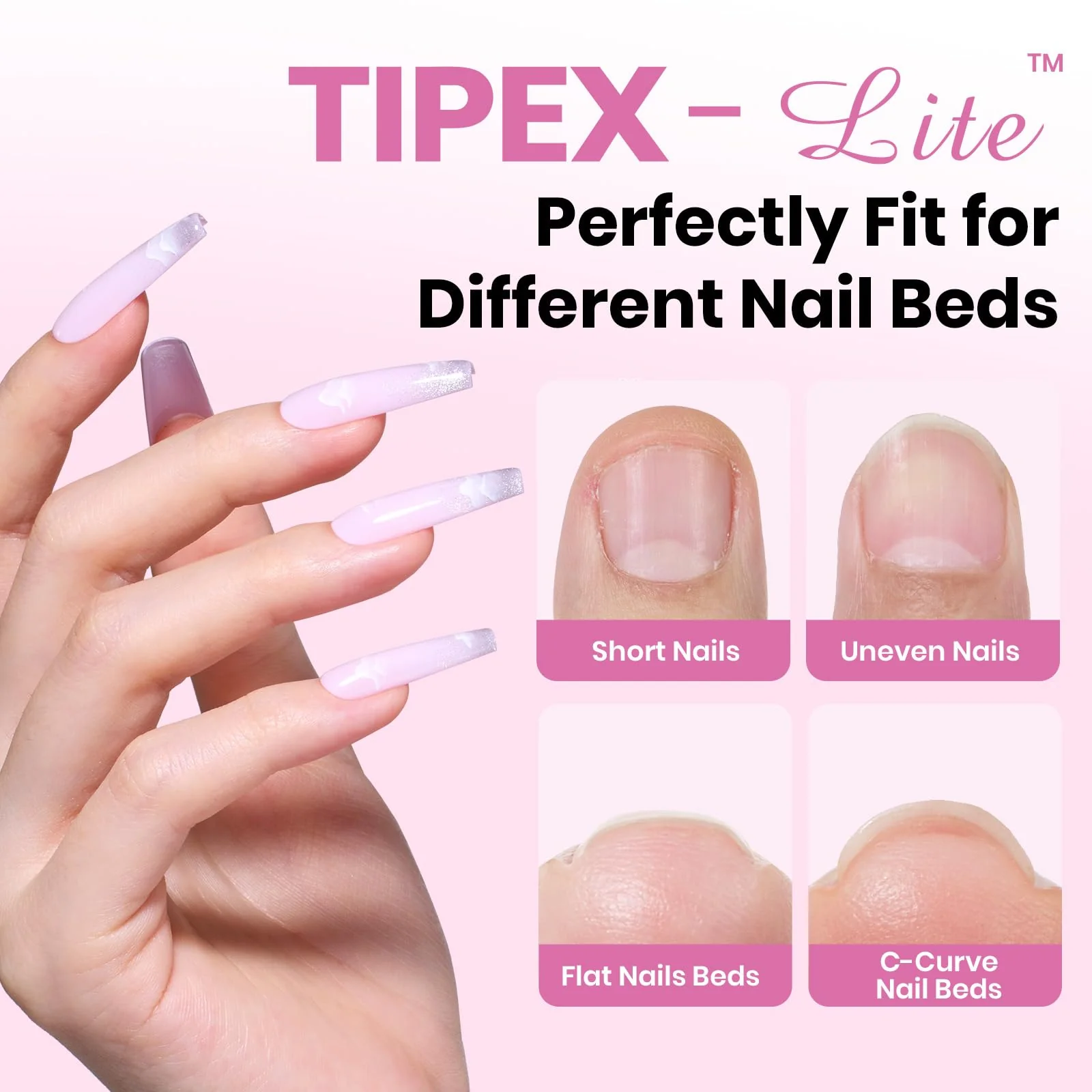 Beetles Tipex Lite Apex Nail Tips - Coffin Long 96pcs 16 Sizes - Image 2