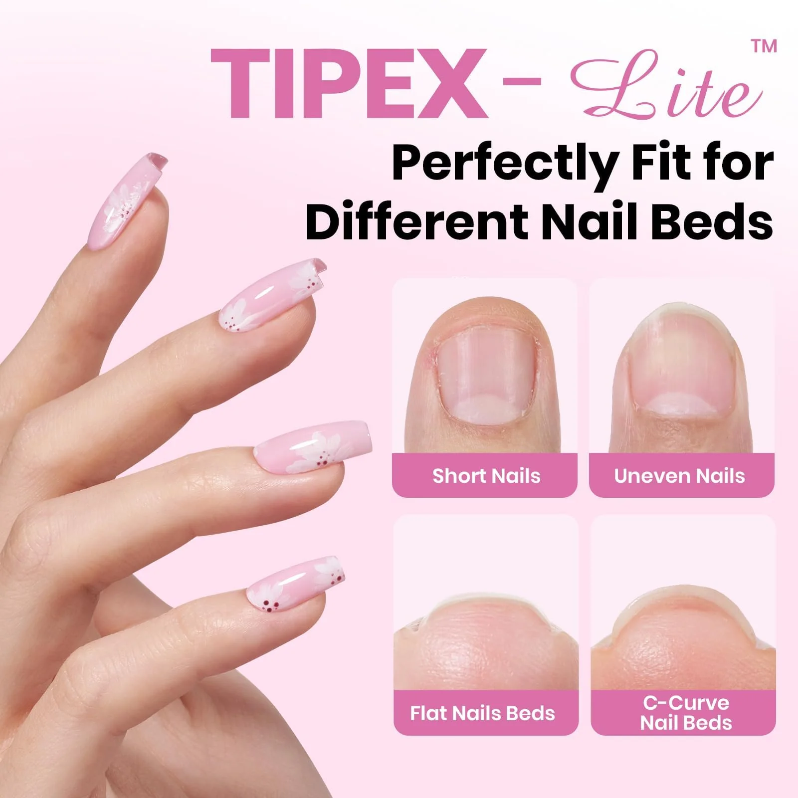 Beetles Tipex Lite Apex Nail Tips - Coffin Short 256pcs 16 Sizes - Image 2