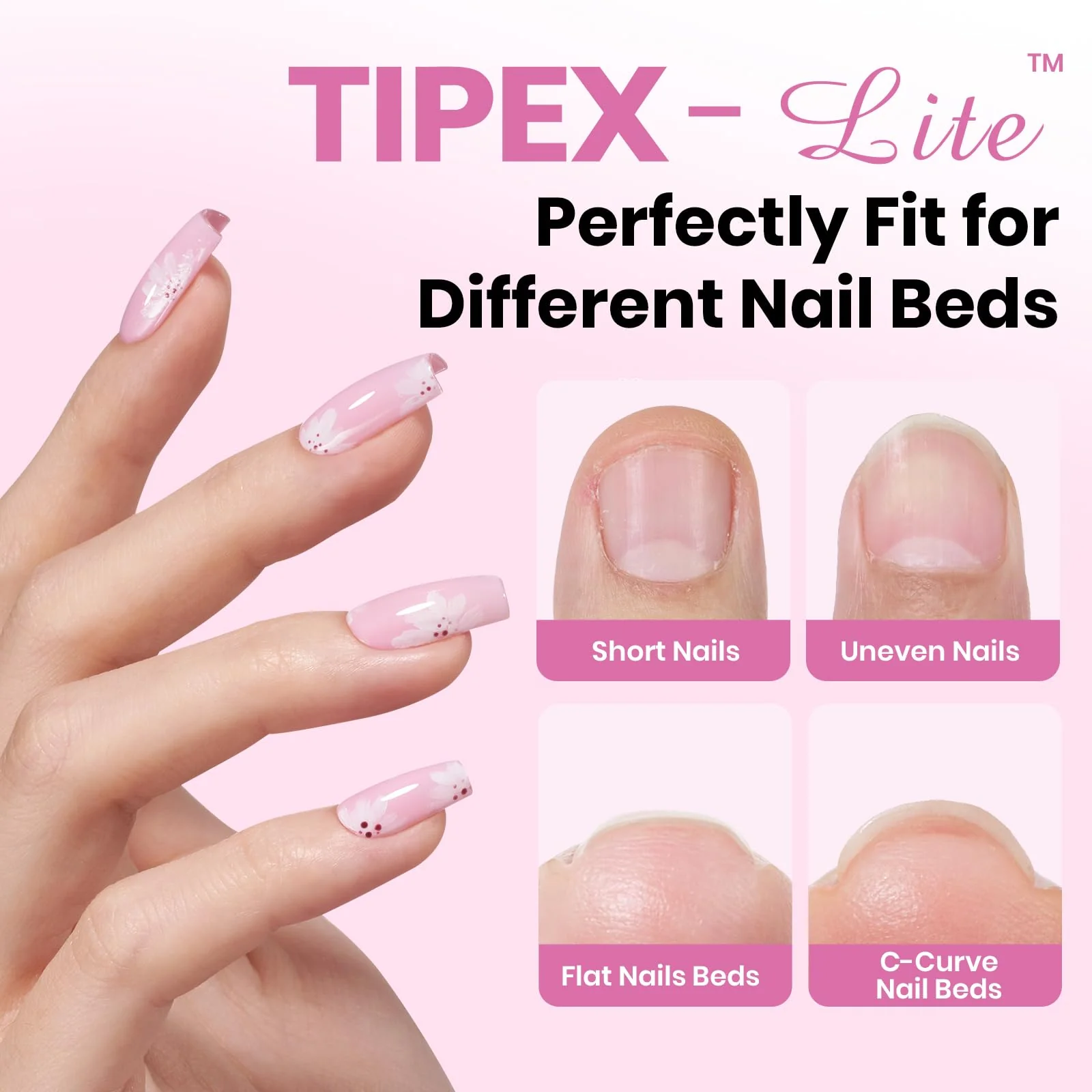 Beetles Tipex Lite Apex Nail Tips - Coffin Short 96pcs 16 Sizes - Image 2