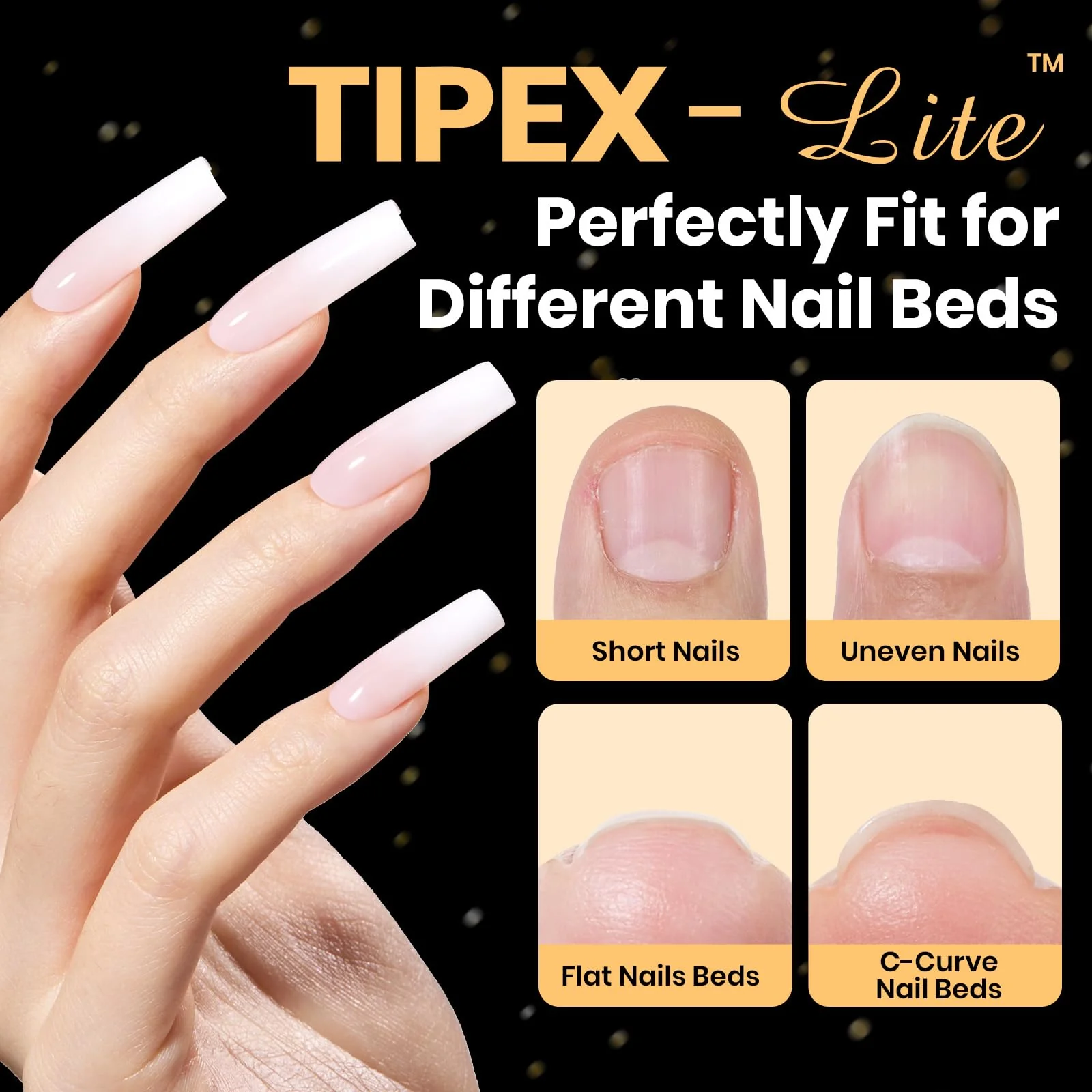 Beetles Tipex Lite Apex Nail Tips - Square Long 256pcs 16 Sizes - Image 2