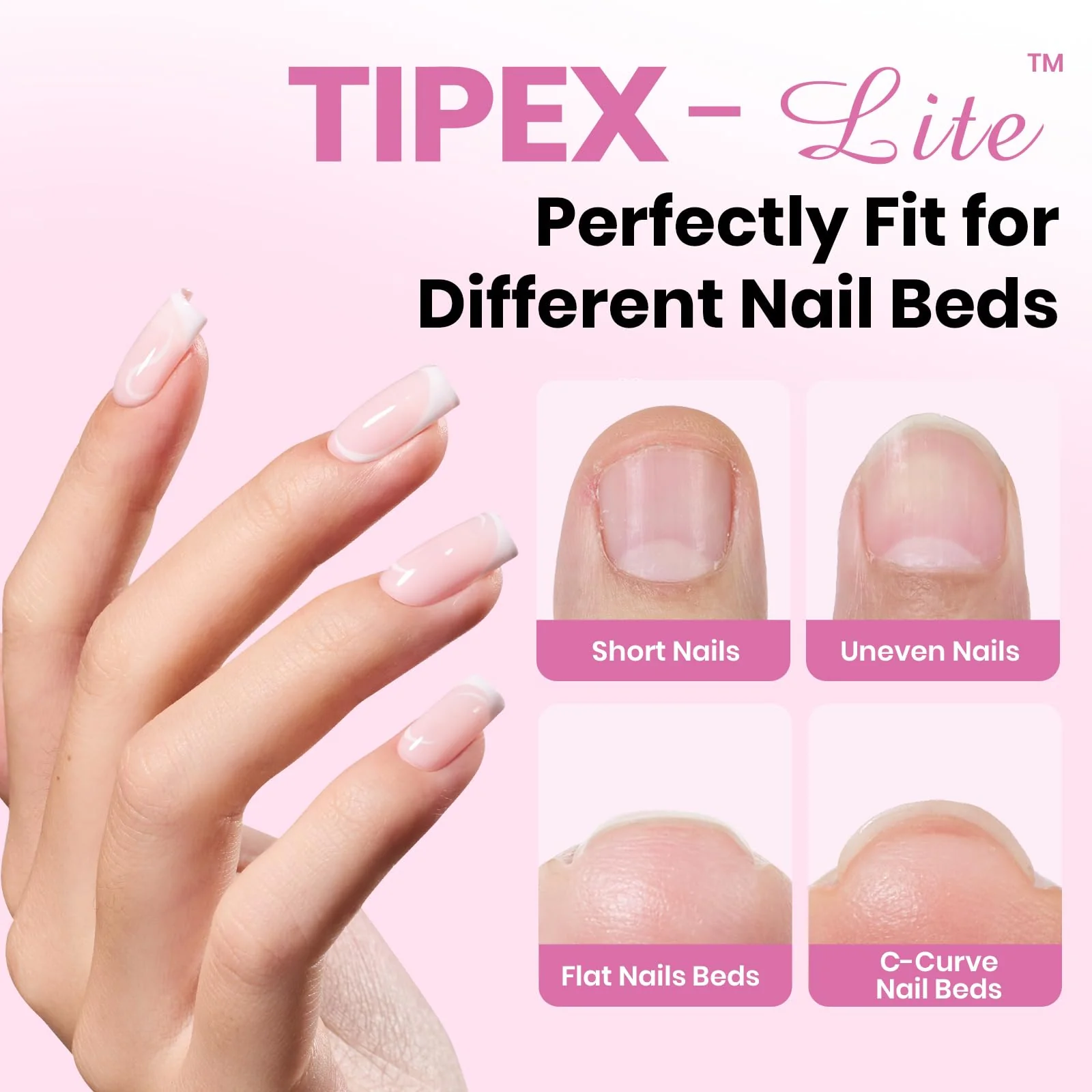 Beetles Tipex Lite Apex Nail Tips - Square Short 256pcs 16 Sizes - Image 2