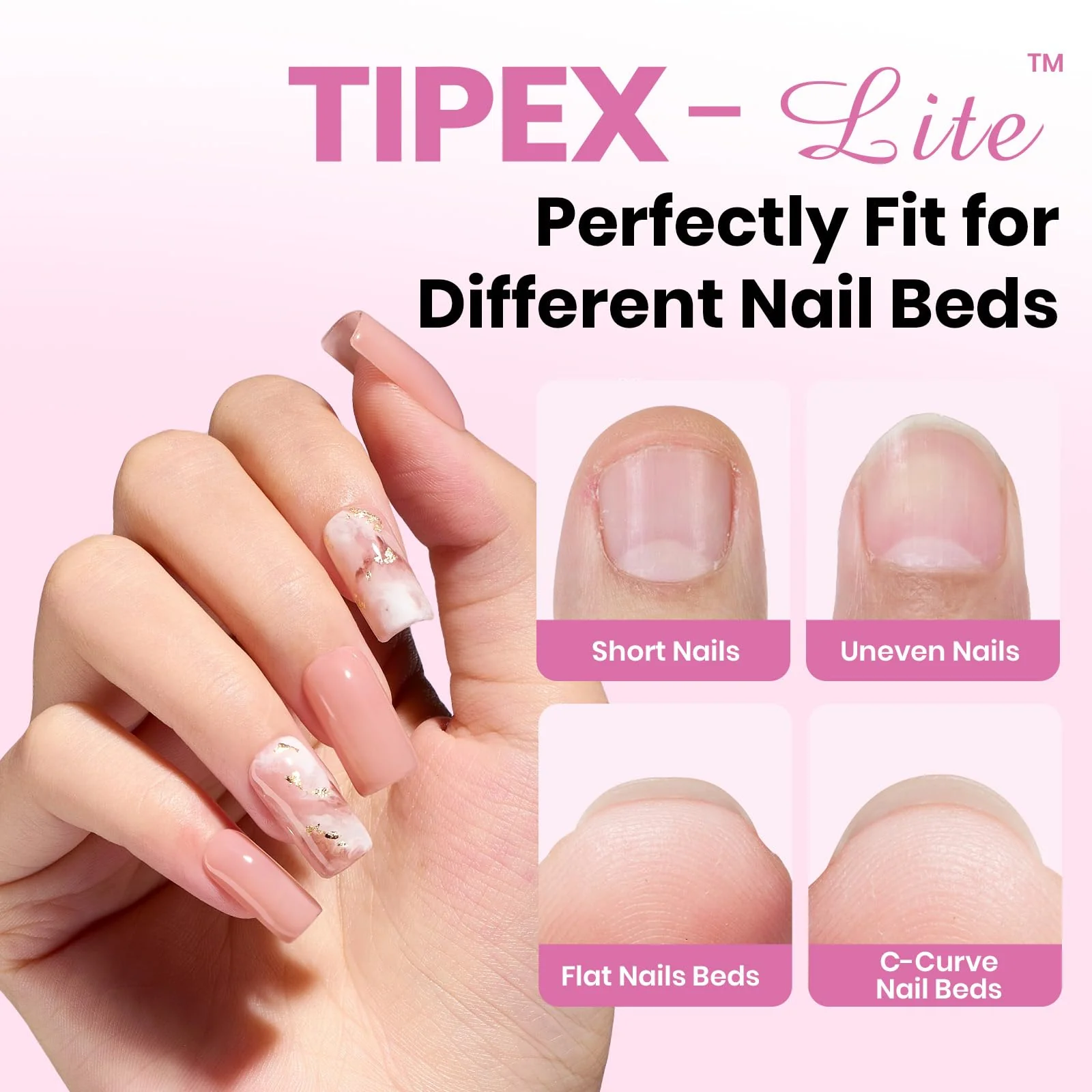 Beetles Tipex Lite Apex Nail Tips - Square Short 96pcs 16 Sizes - Image 2