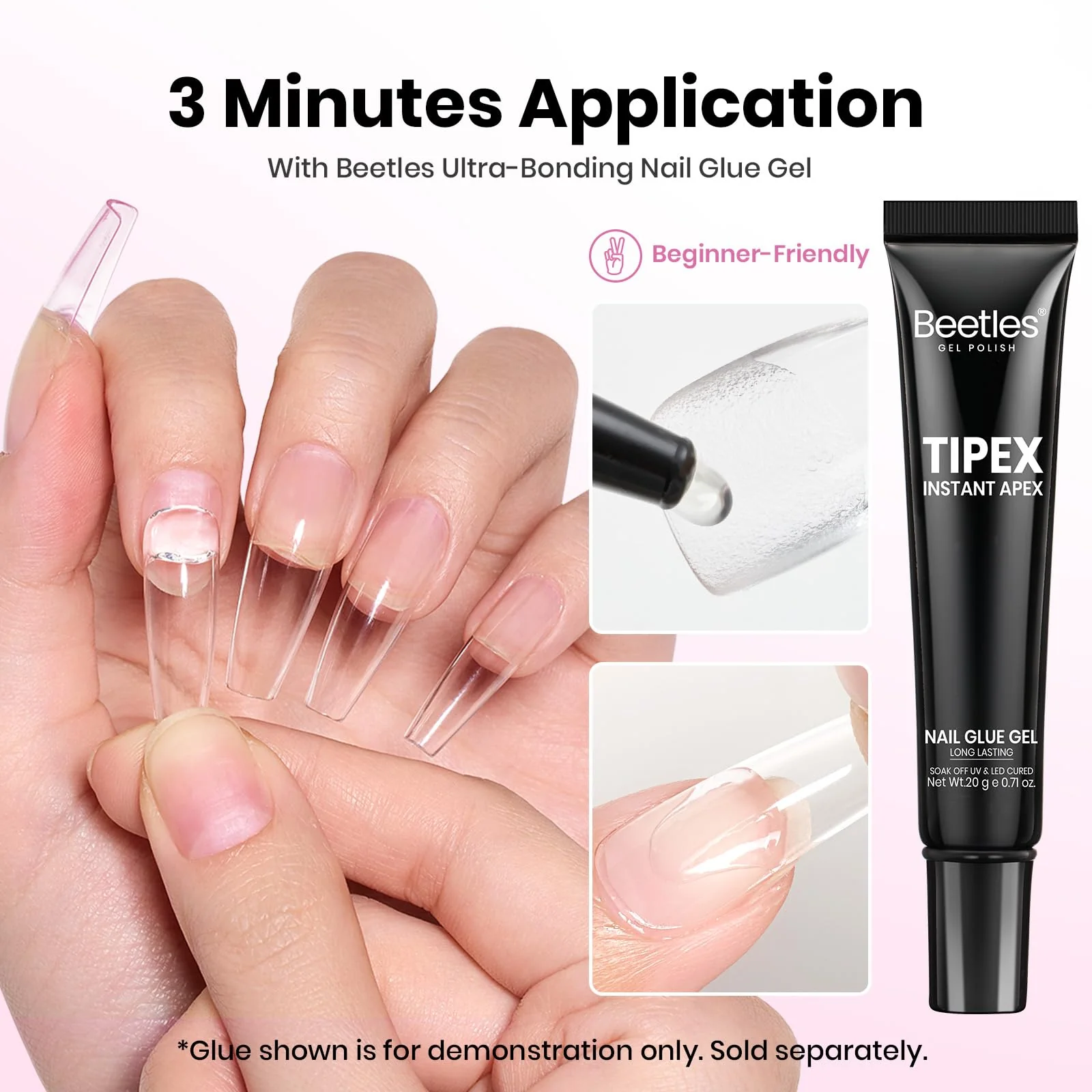 Beetles Tipex Lite Apex Nail Tips - Square Short 96pcs 16 Sizes - Image 7