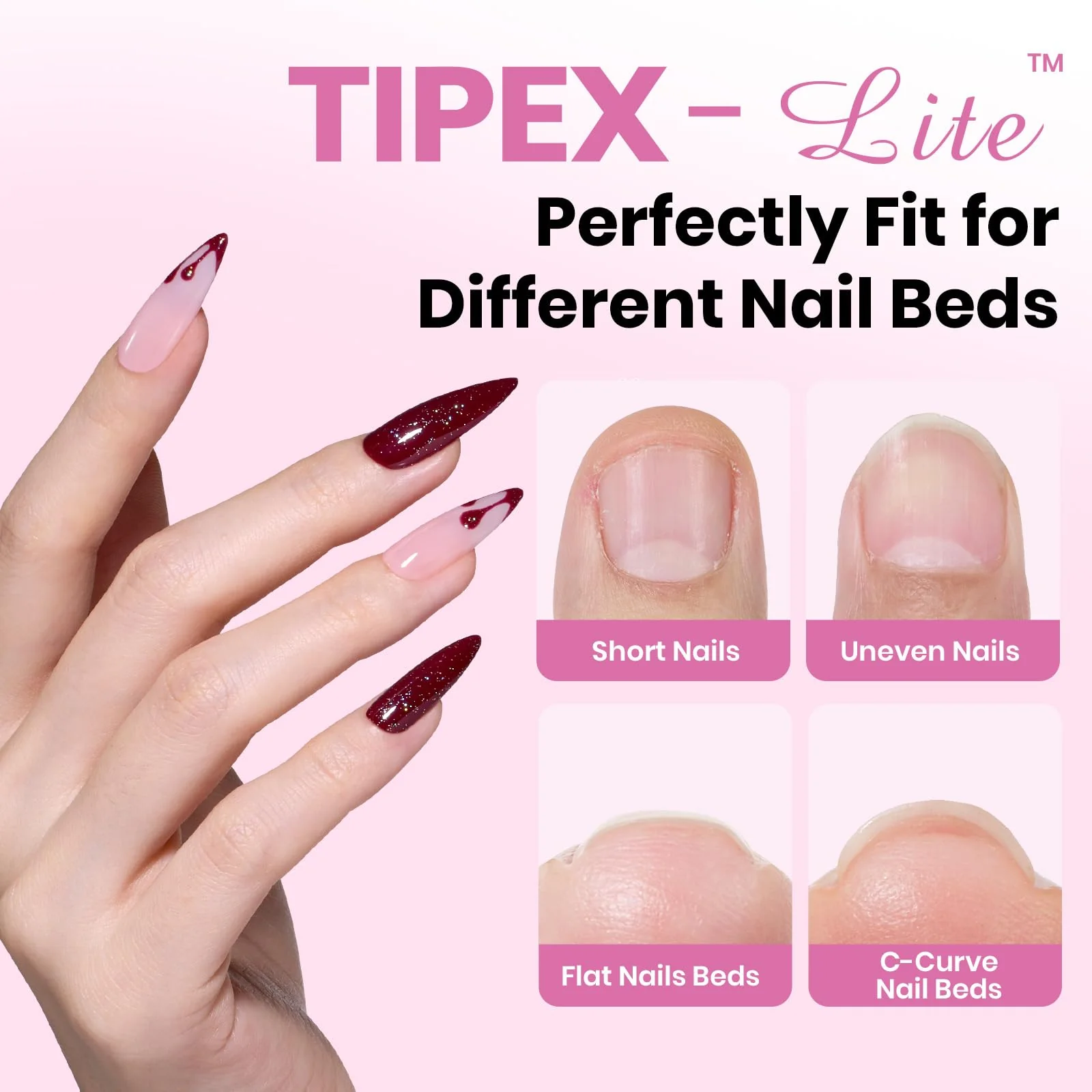 Beetles Tipex Lite Apex Nail Tips - Stiletto Medium 256pcs 16 Sizes - Image 2
