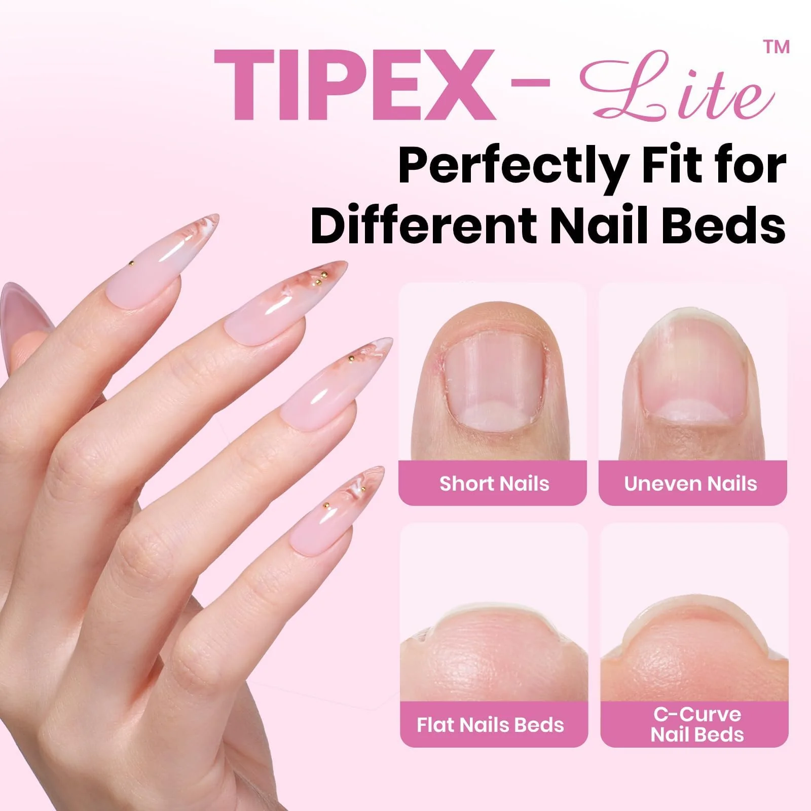 Beetles Tipex Lite Apex Nail Tips - Stiletto Medium 512pcs 16 Sizes - Image 2