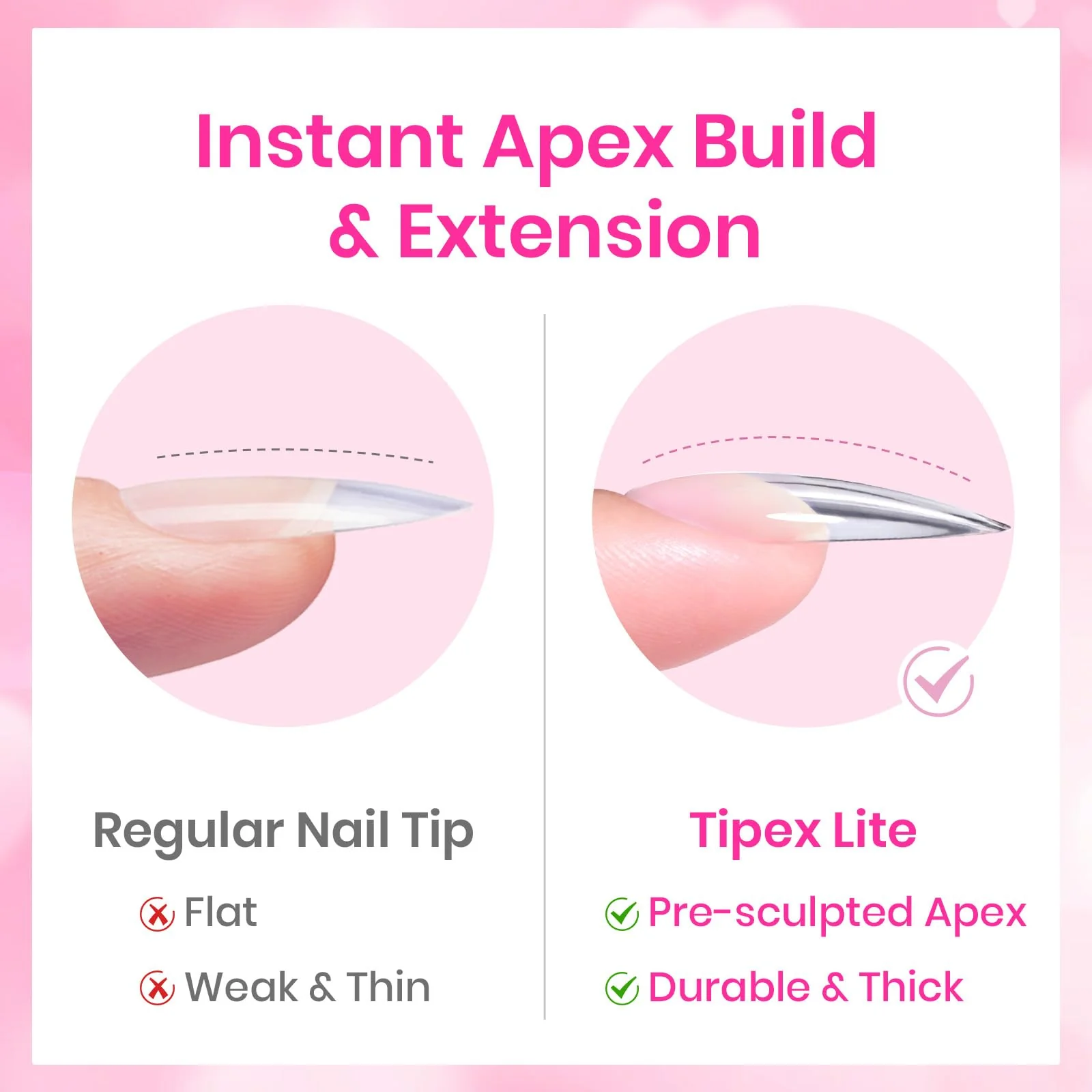 Beetles Tipex Lite Spring Nails Kit - 192pcs Heart Cutout Pre-Built Apex Almond & Stiletto Medium Nail Tips - Image 7