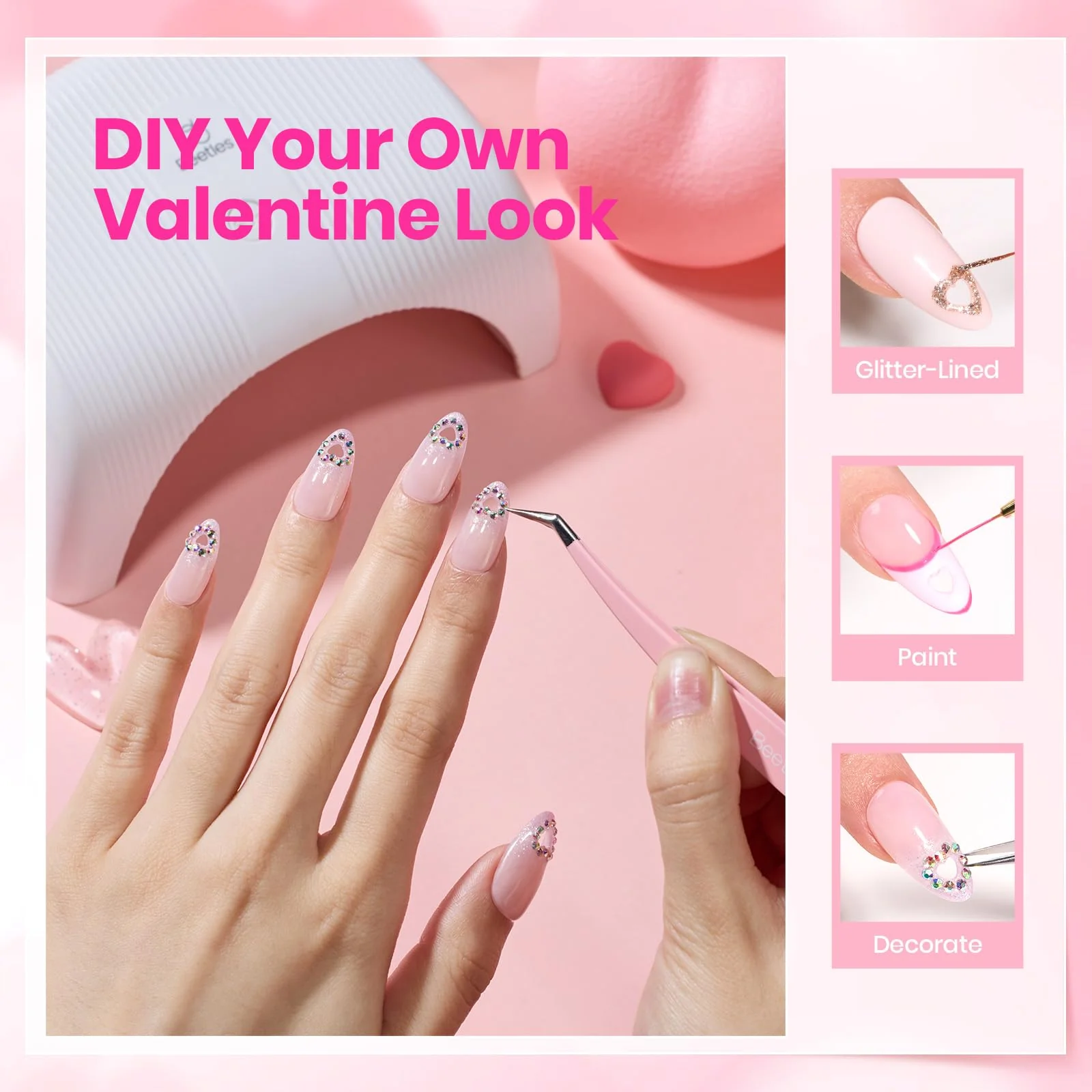 Beetles Tipex Lite Spring Nails Tips - 16 Sizes 256pcs Heart Cutout Pre-Built Apex Almond Medium - Image 5
