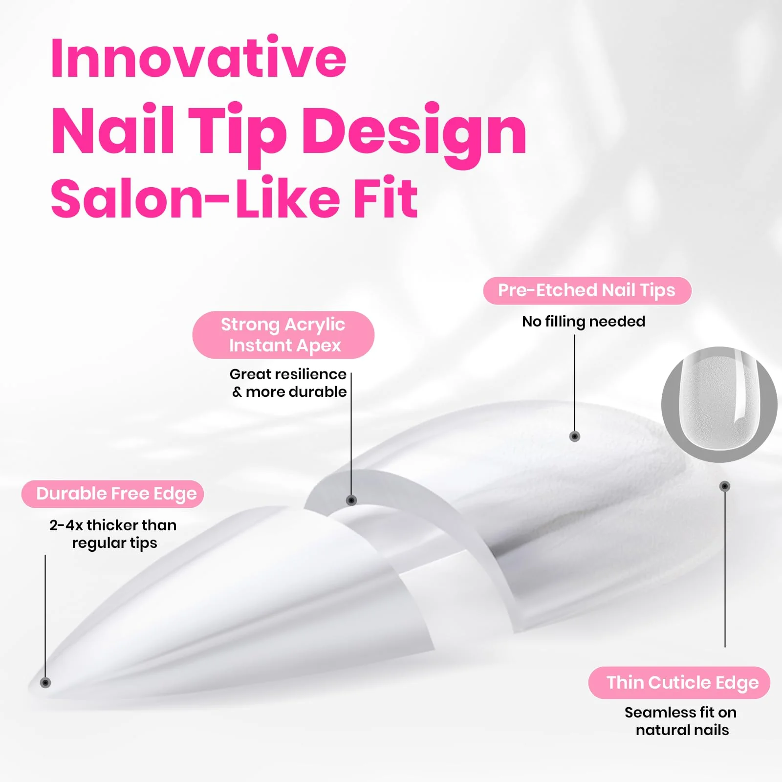 Beetles Tipex Lite Spring Nails Tips - 16 Sizes 256pcs Heart Cutout Pre-Built Apex Almond Medium - Image 6