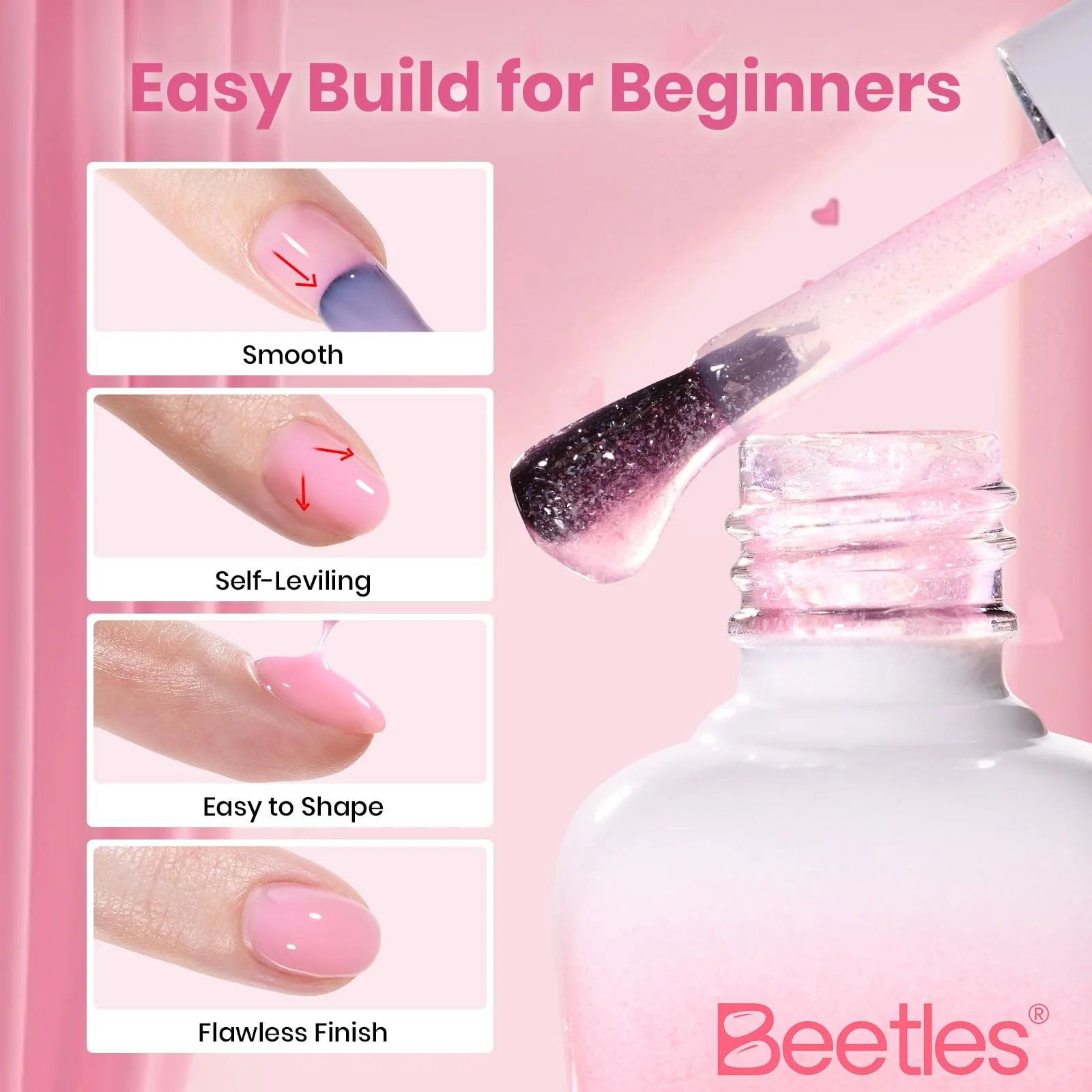 Beetles Spring Nails: Blush Charm Valentine's Edition Builder Gel Kit with Mini Nail Lamp - Image 5