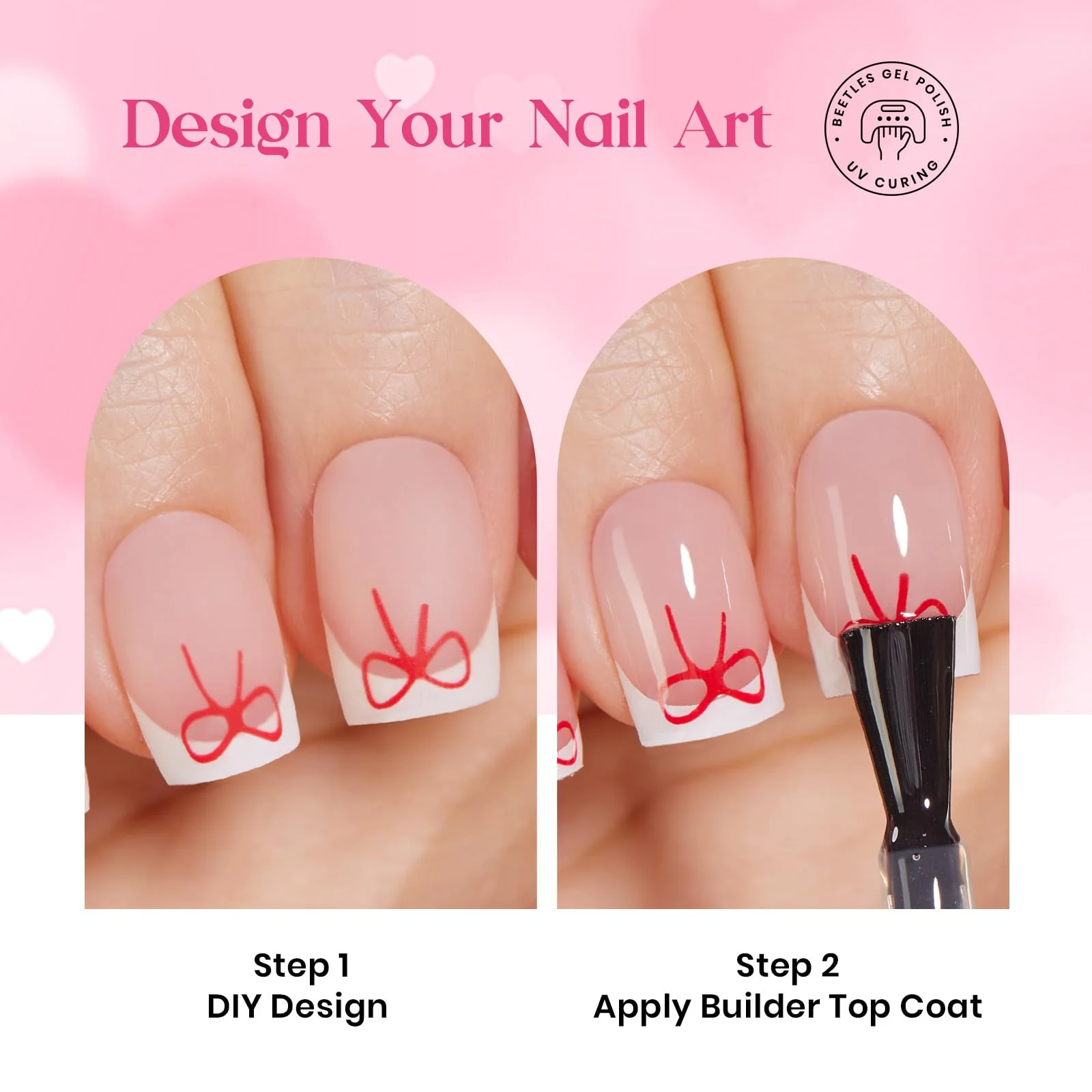 Beetles Spring Nails Press On Nails Kit - 15Sizes 300Pcs Short Square French Tip Press On Nails - Image 5