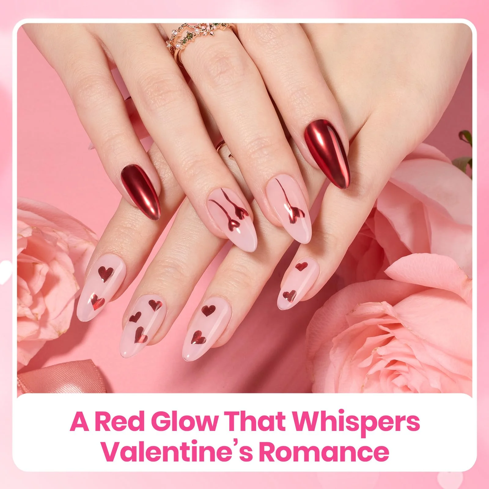 Beetles Valentines Red Chrome Nail Powder Mirror Effect Chrome Powder - Image 3