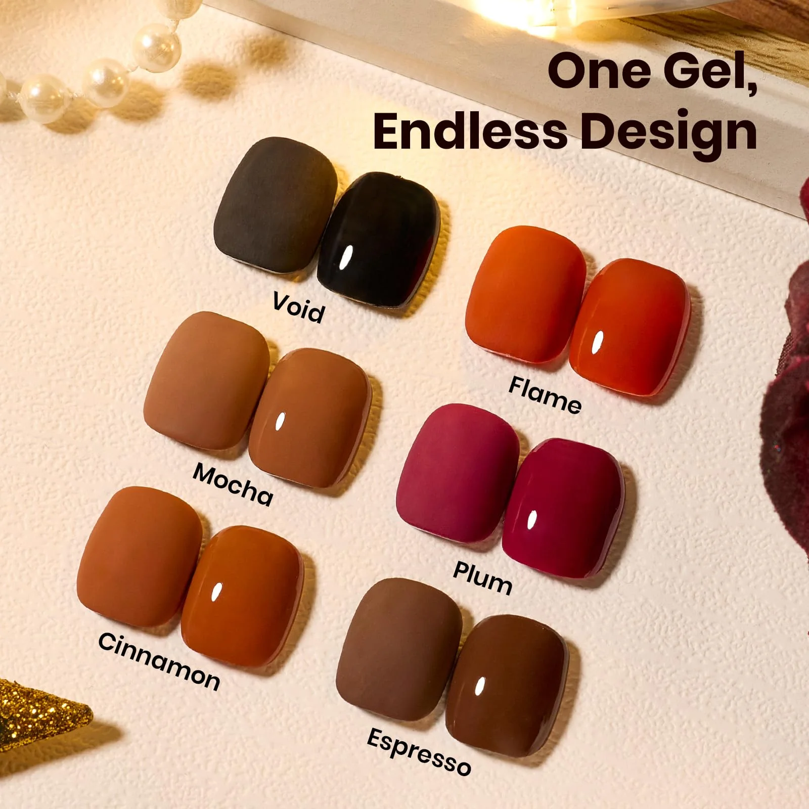 Beetles Winter Gel Polish Set Midnight Serenity HEMA-Free - 6 Colors 15ml Mocha Brown Gel Polish Set - Image 4