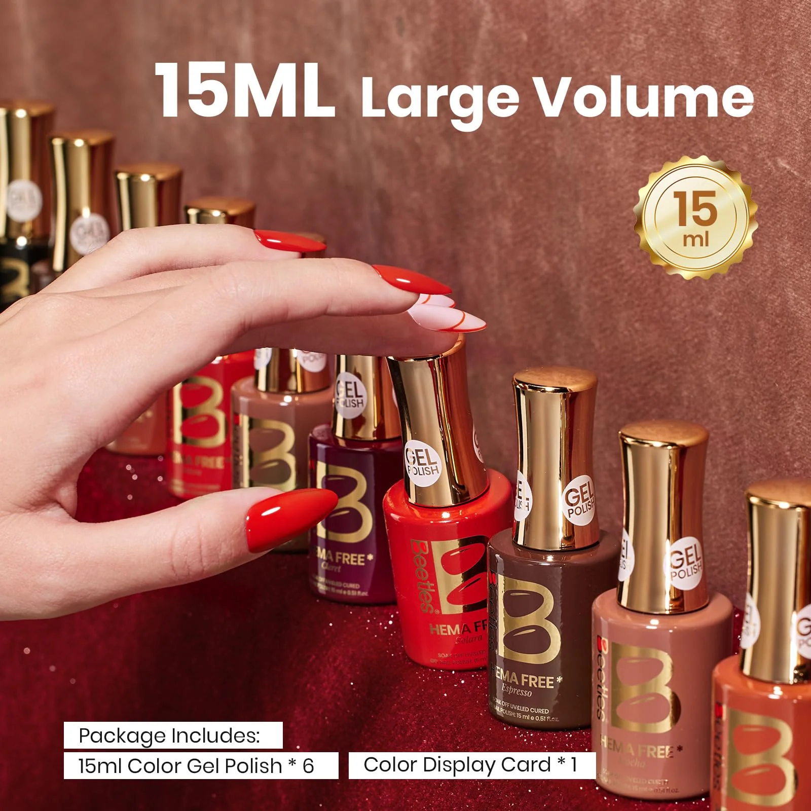 Beetles Winter Gel Polish Set Midnight Serenity HEMA-Free - 6 Colors 15ml Mocha Brown Gel Polish Set - Image 7