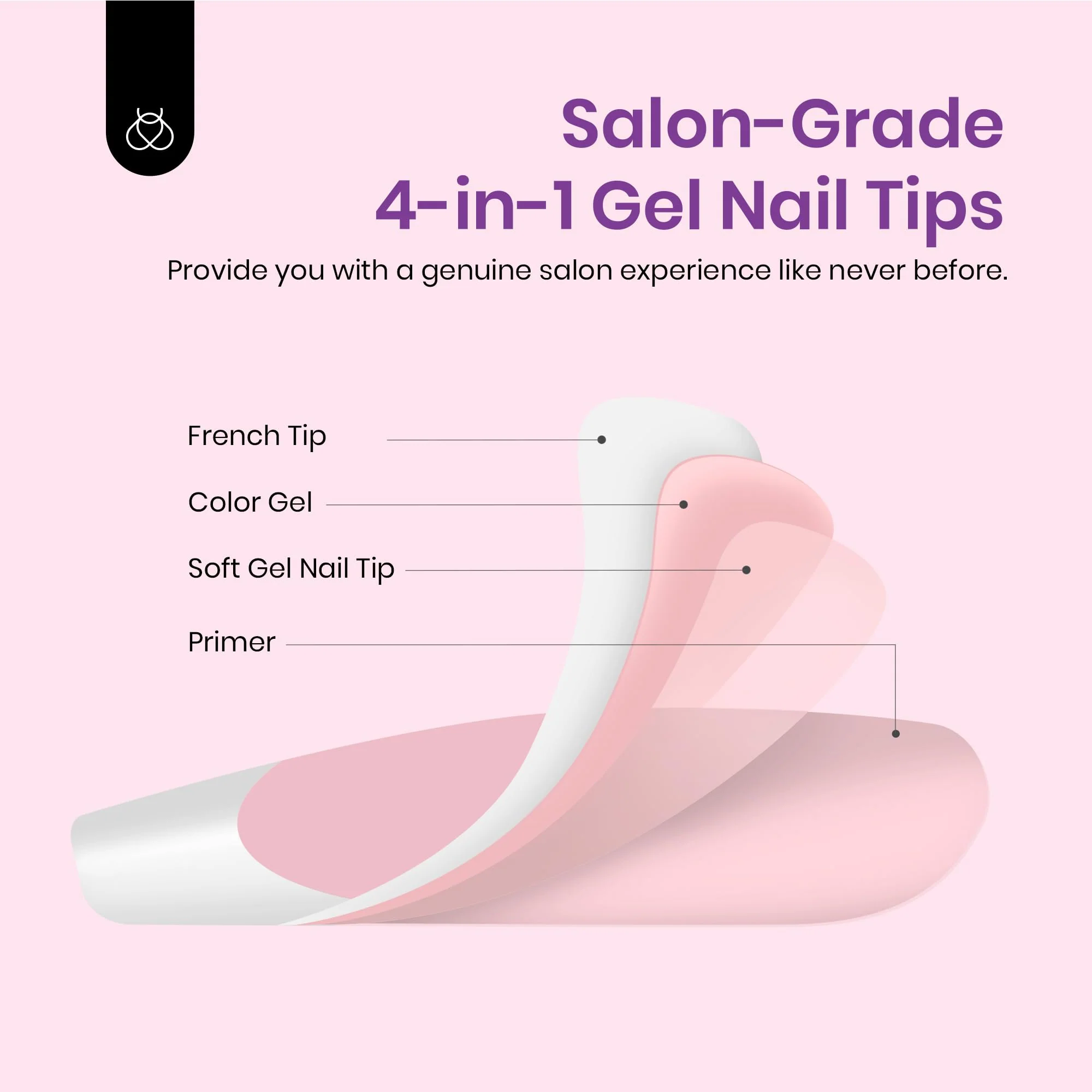 Beetles X Press Plus French Tip Nails Short Square - 16 Sizes 224 Pcs Natural Salon Quality Gel Nail Tips - Image 7
