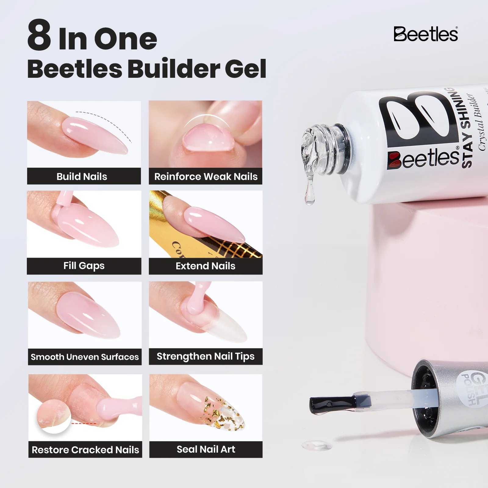Beetles Stay Shining Gel Polish Crystal Builder - 15ml of Build & Believe - Image 3