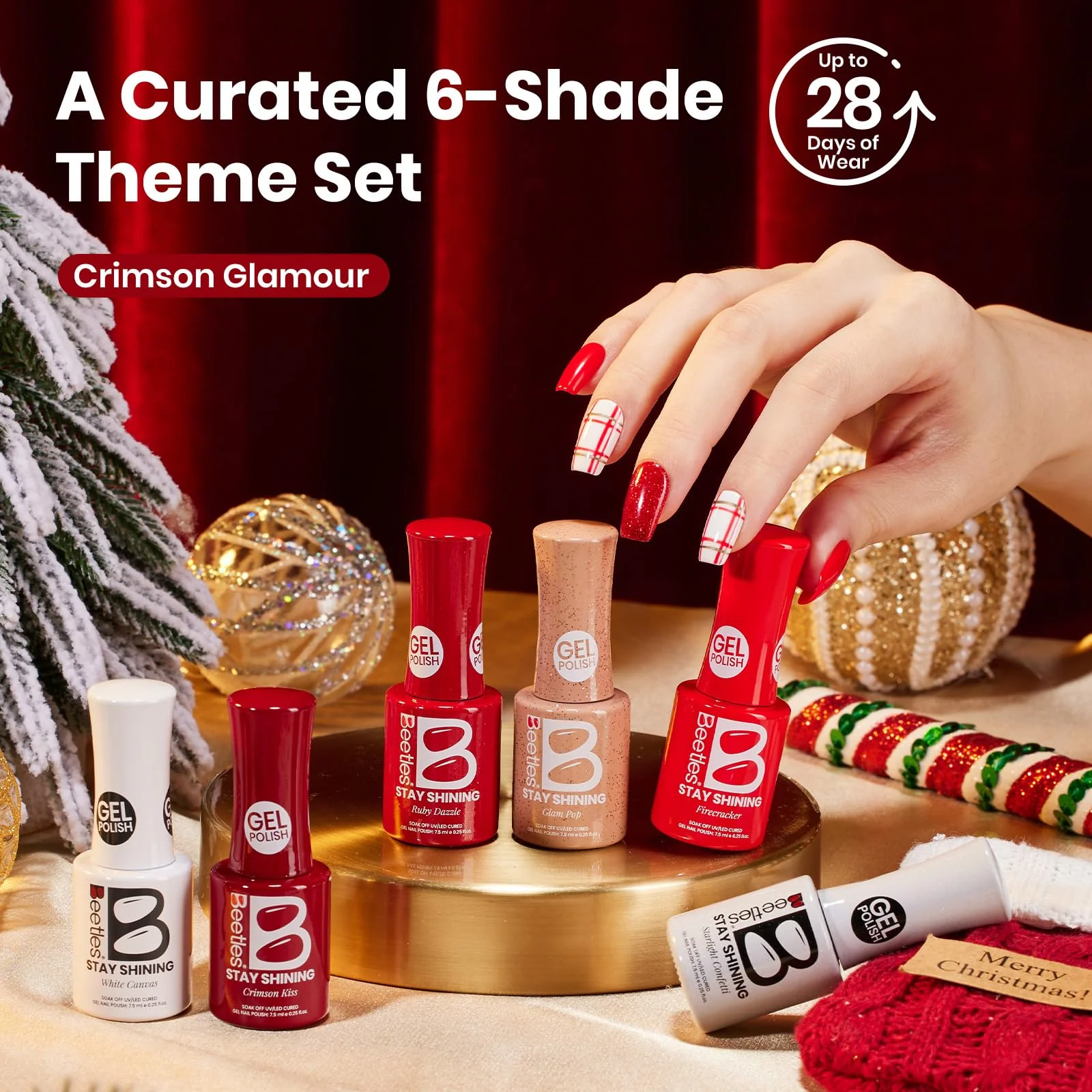 Beetles Gel Nail Polish Set - Stay Shining Crimson Glamour Shade Set - Image 3