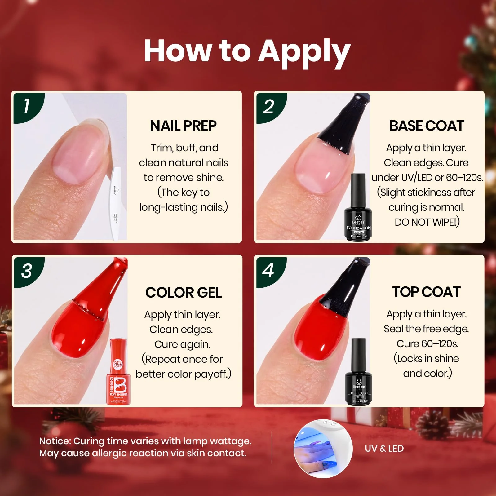 Beetles Gel Nail Polish Set - Stay Shining Crimson Glamour Shade Set - Image 7