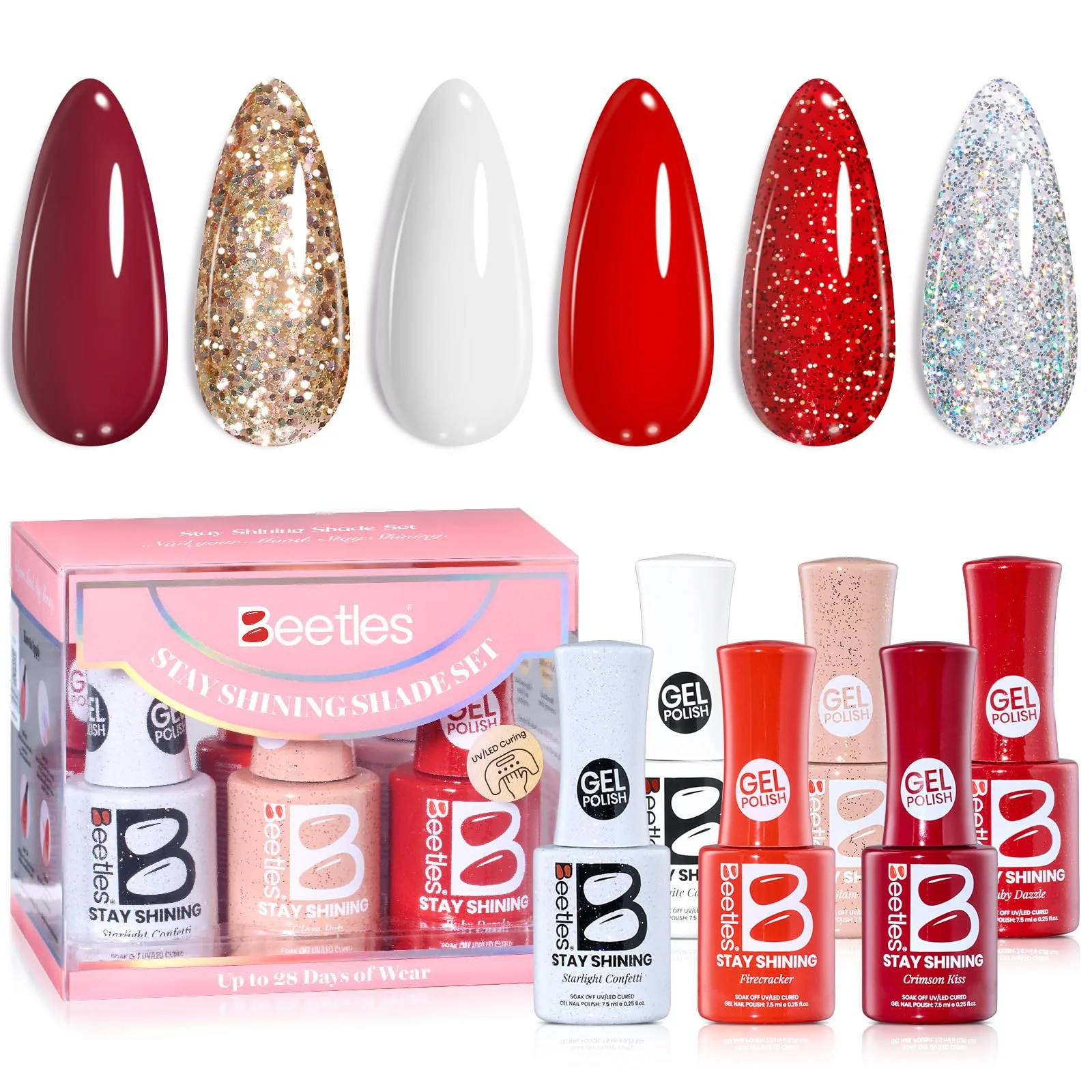 Beetles Gel Nail Polish Set - Stay Shining Crimson Glamour Shade Set - Image 8