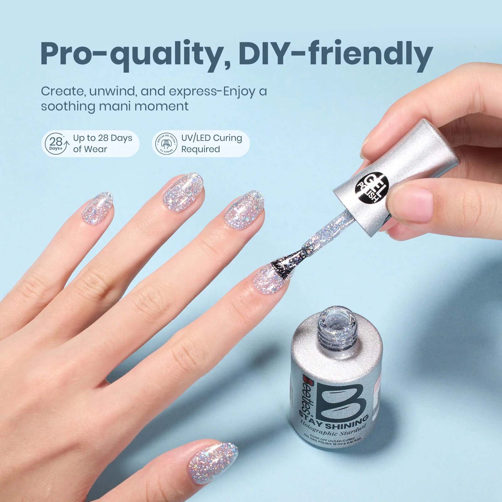 Beetles Stay Shining Gel Polish Holographic Stardust - 15ml of Magic Spark - Image 5