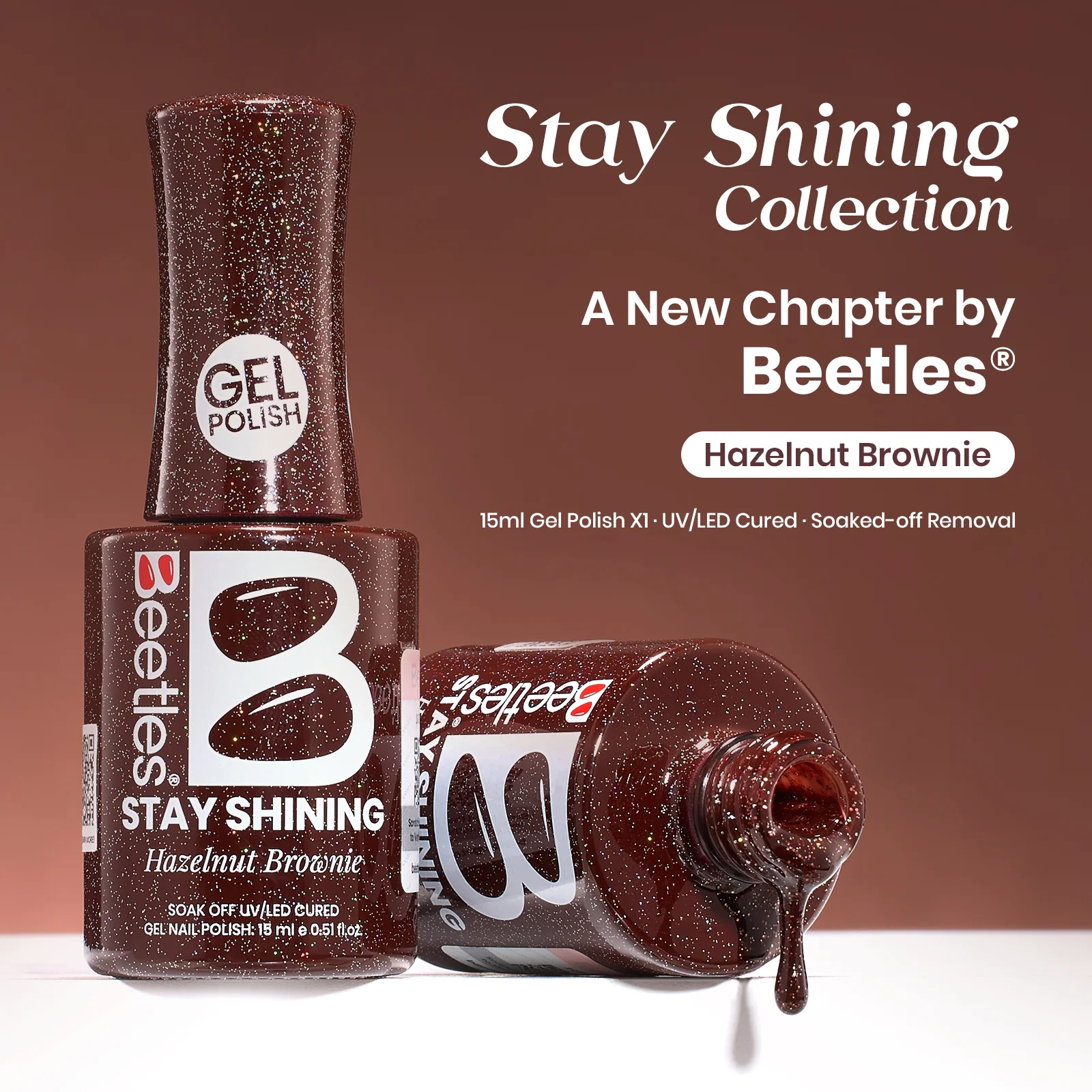 Beetles Stay Shining Gel Polish Hazelnut Brownie-15ml of Sweet Focus - Image 3